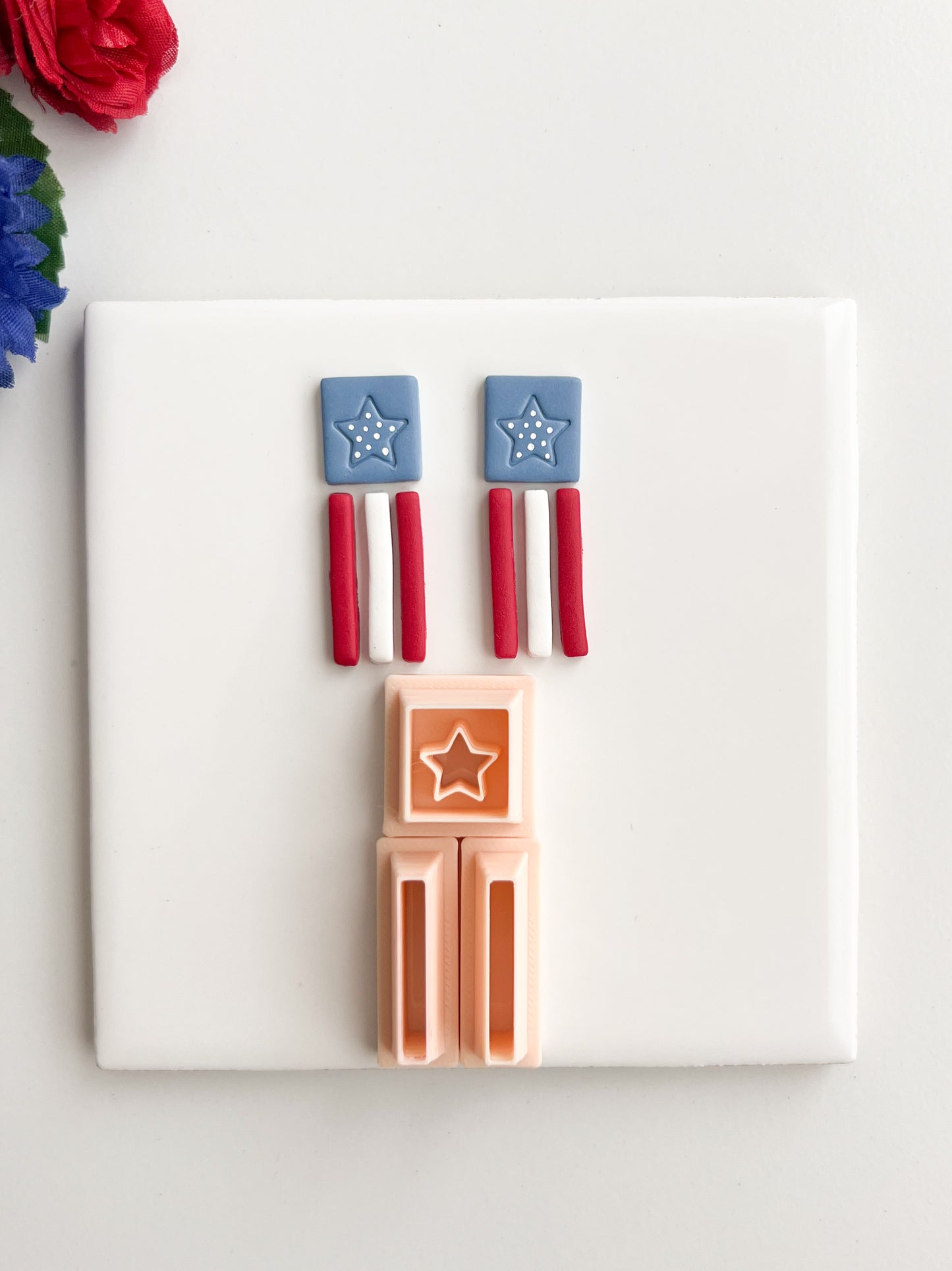 Flag Dangle Clay Cutter | Flag Dangle Polymer Clay Cutter for DIY Patriotic Earrings Fourth of July Jewelry and Handmade Celebration Accessories