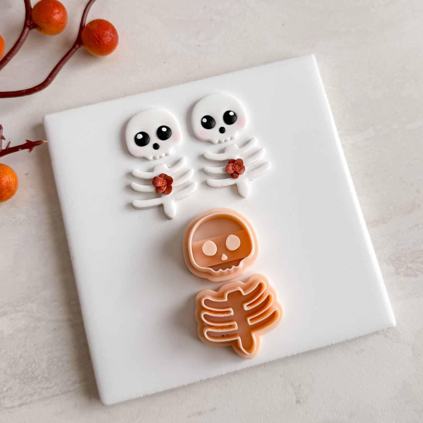 2025 Rib Cage and Skull | Embossed Spooky Theme Polymer Clay Cutter Halloween Fall Cozy Scary