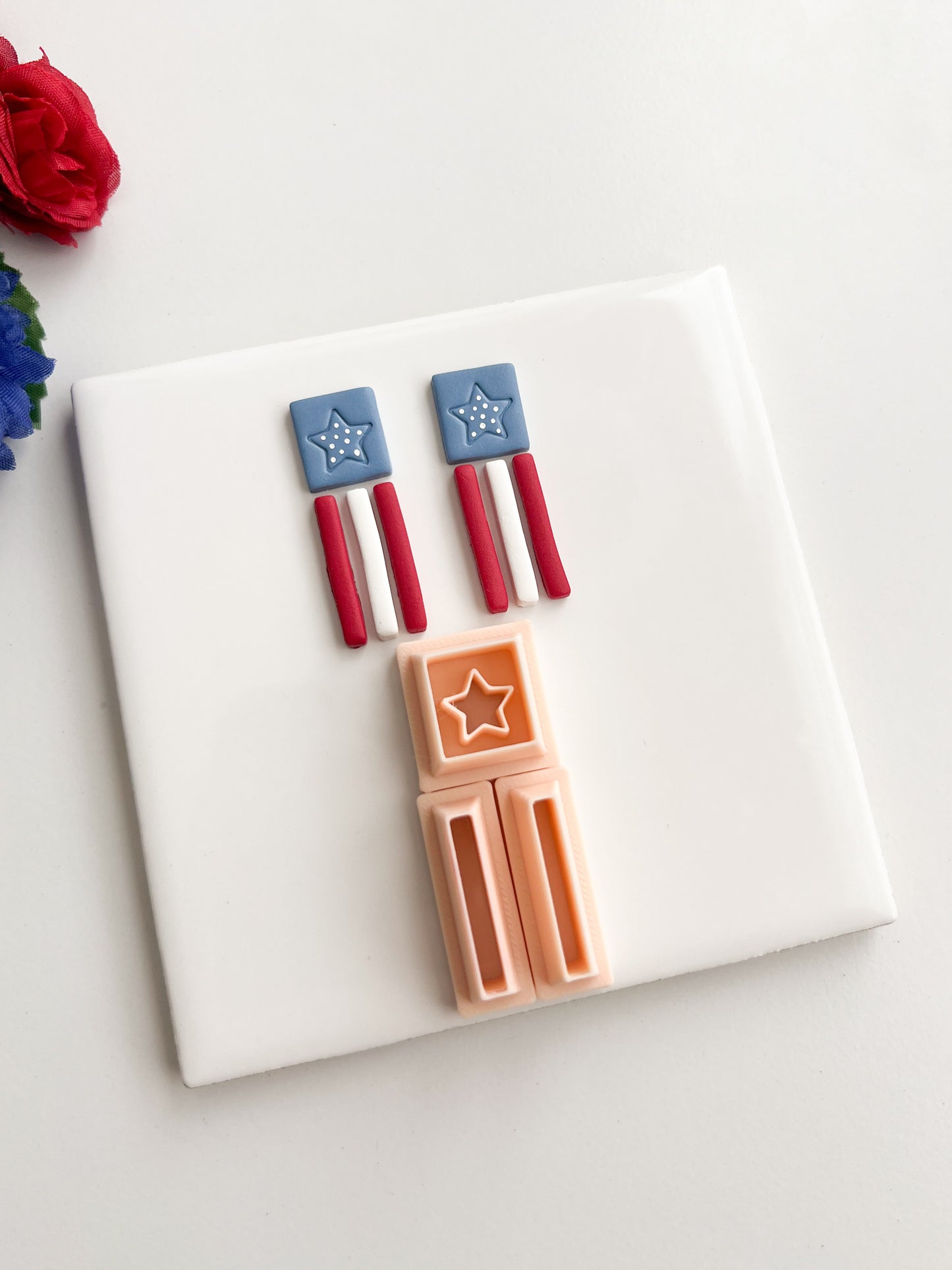 Flag Dangle Clay Cutter | Flag Dangle Polymer Clay Cutter for DIY Patriotic Earrings Fourth of July Jewelry and Handmade Celebration Accessories