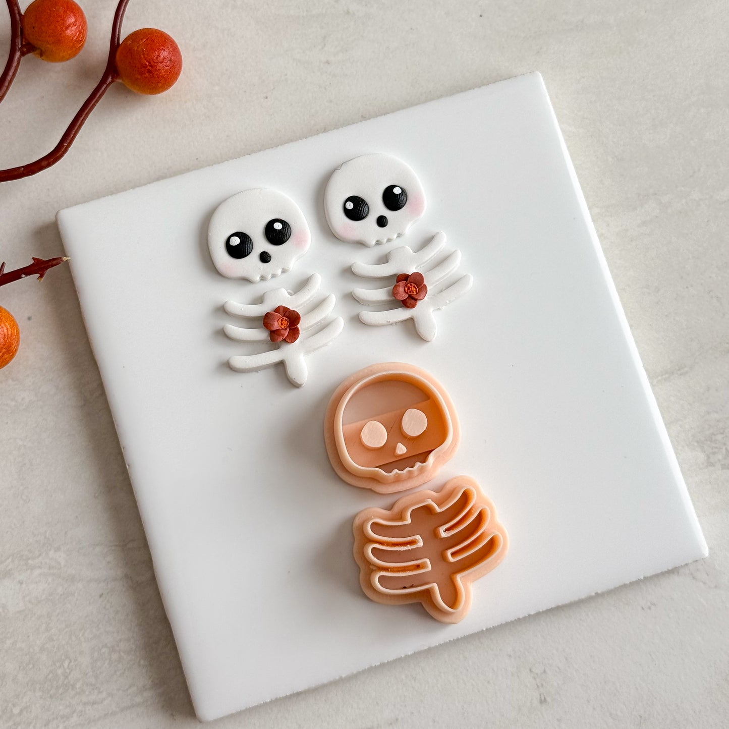 2025 Rib Cage and Skull | Embossed Spooky Theme Polymer Clay Cutter Halloween Fall Cozy Scary