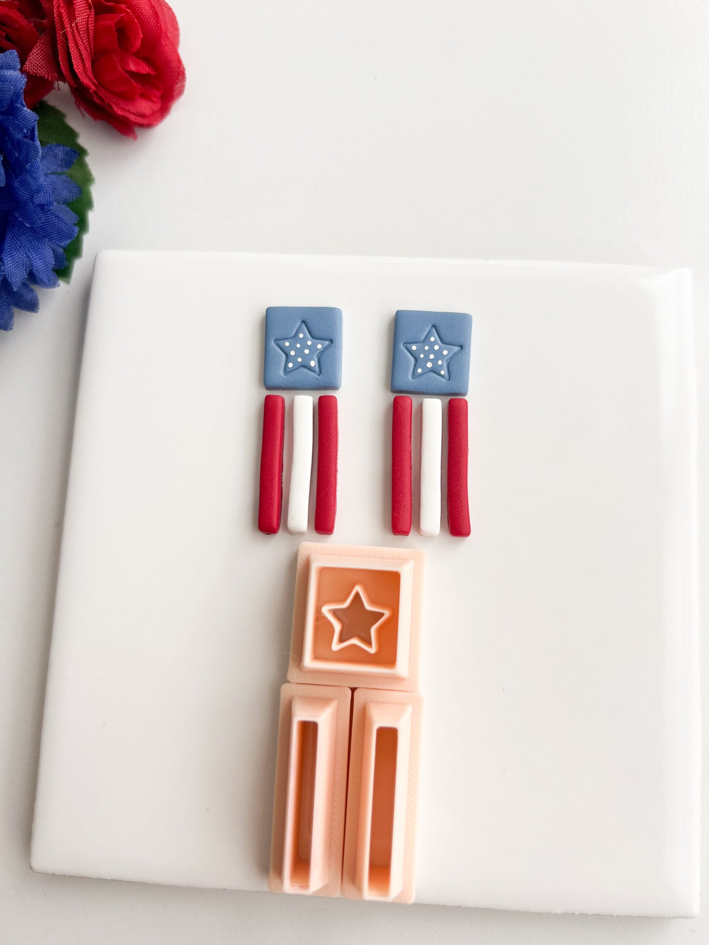 Flag Dangle Clay Cutter | Flag Dangle Polymer Clay Cutter for DIY Patriotic Earrings Fourth of July Jewelry and Handmade Celebration Accessories