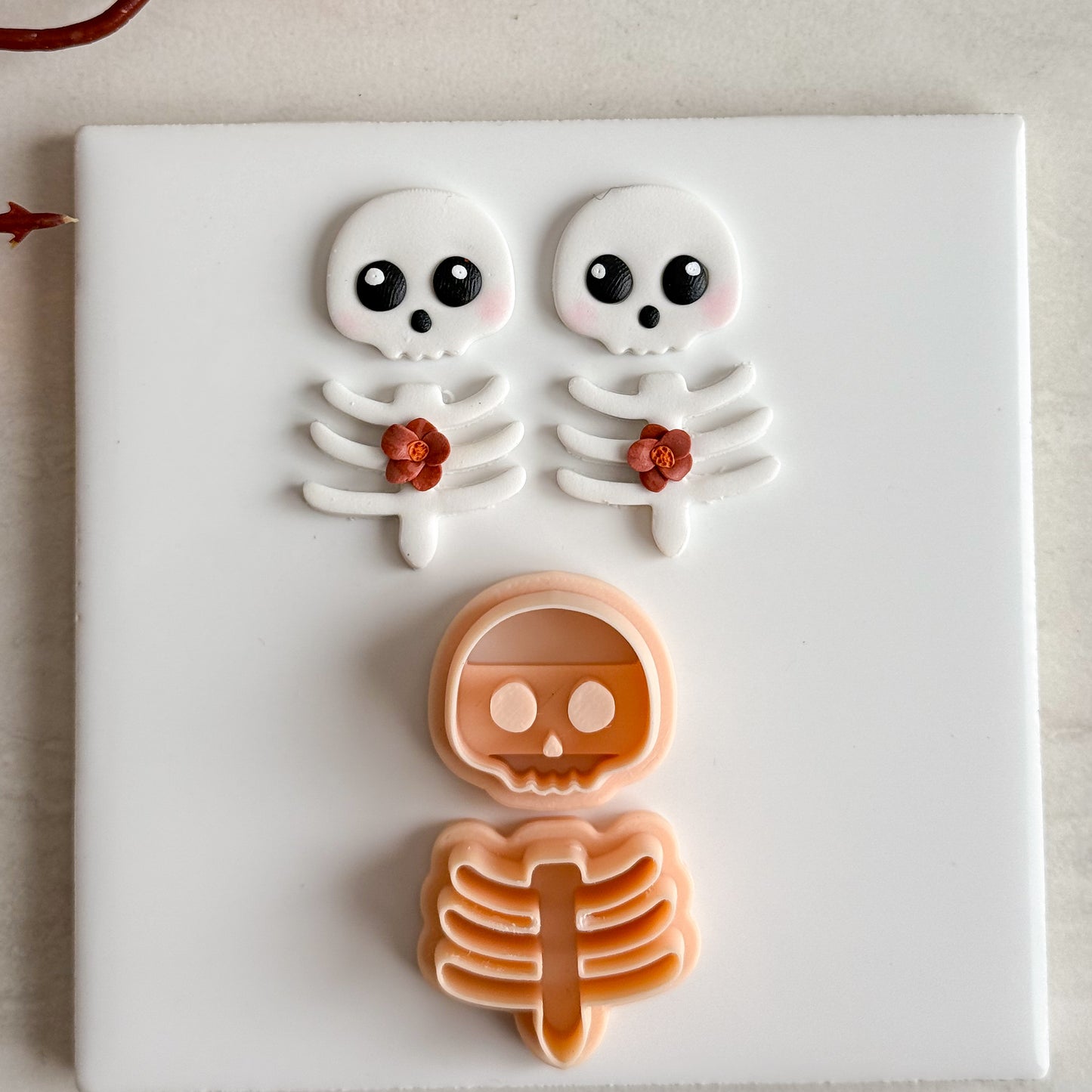 2025 Rib Cage and Skull | Embossed Spooky Theme Polymer Clay Cutter Halloween Fall Cozy Scary