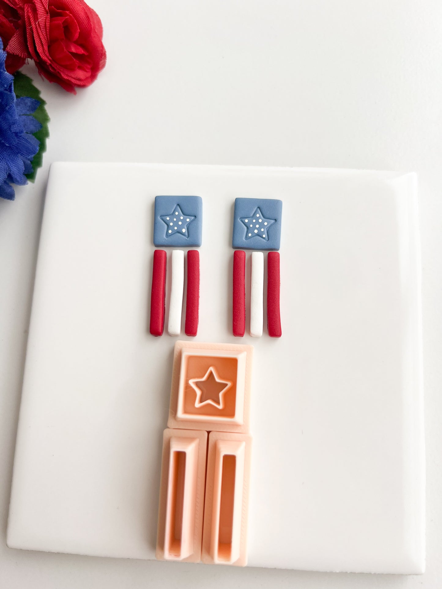 Flag Dangle Clay Cutter | Flag Dangle Polymer Clay Cutter for DIY Patriotic Earrings Fourth of July Jewelry and Handmade Celebration Accessories