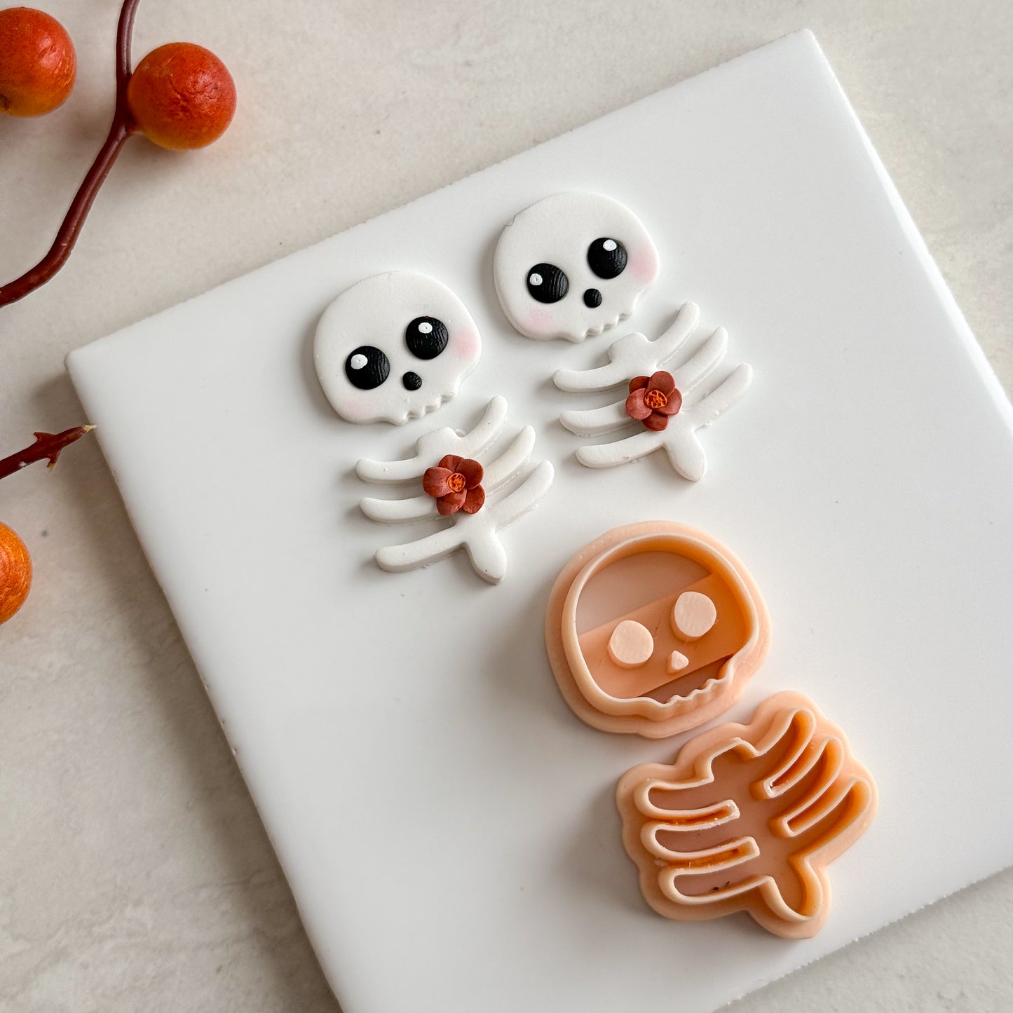 2025 Rib Cage and Skull | Embossed Spooky Theme Polymer Clay Cutter Halloween Fall Cozy Scary