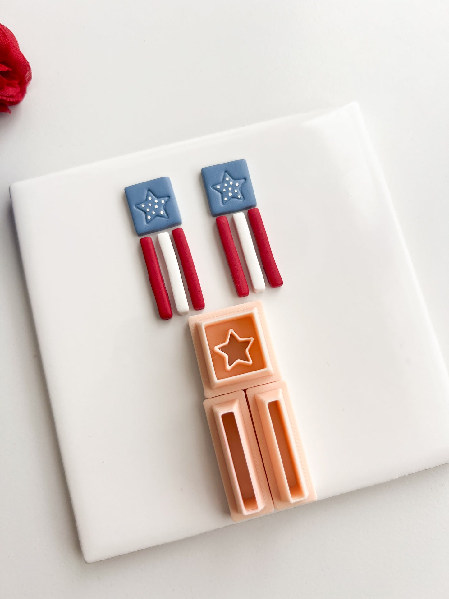 Flag Dangle Clay Cutter | Flag Dangle Polymer Clay Cutter for DIY Patriotic Earrings Fourth of July Jewelry and Handmade Celebration Accessories