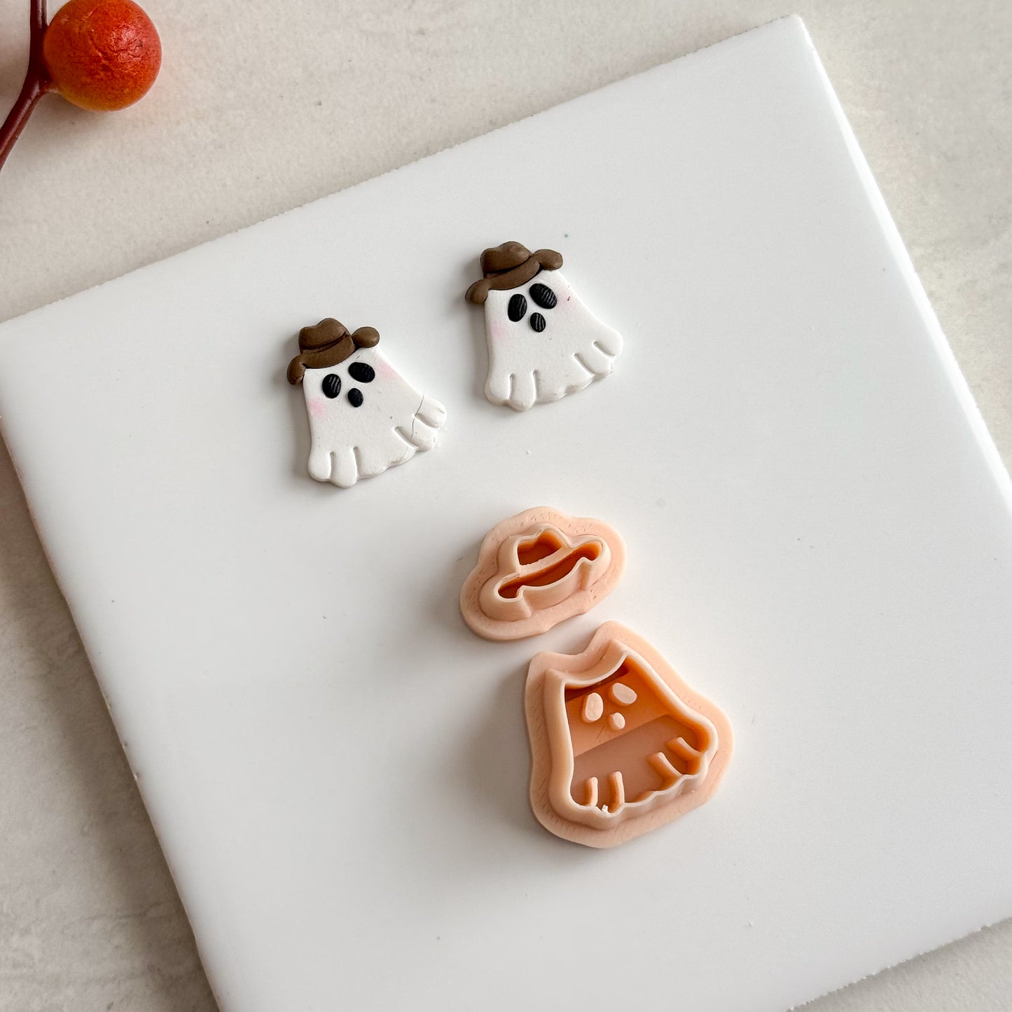 2025 Ghost Cowboy Two Part | Embossed Spooky Theme Polymer Clay Cutter Halloween Fall Cozy
