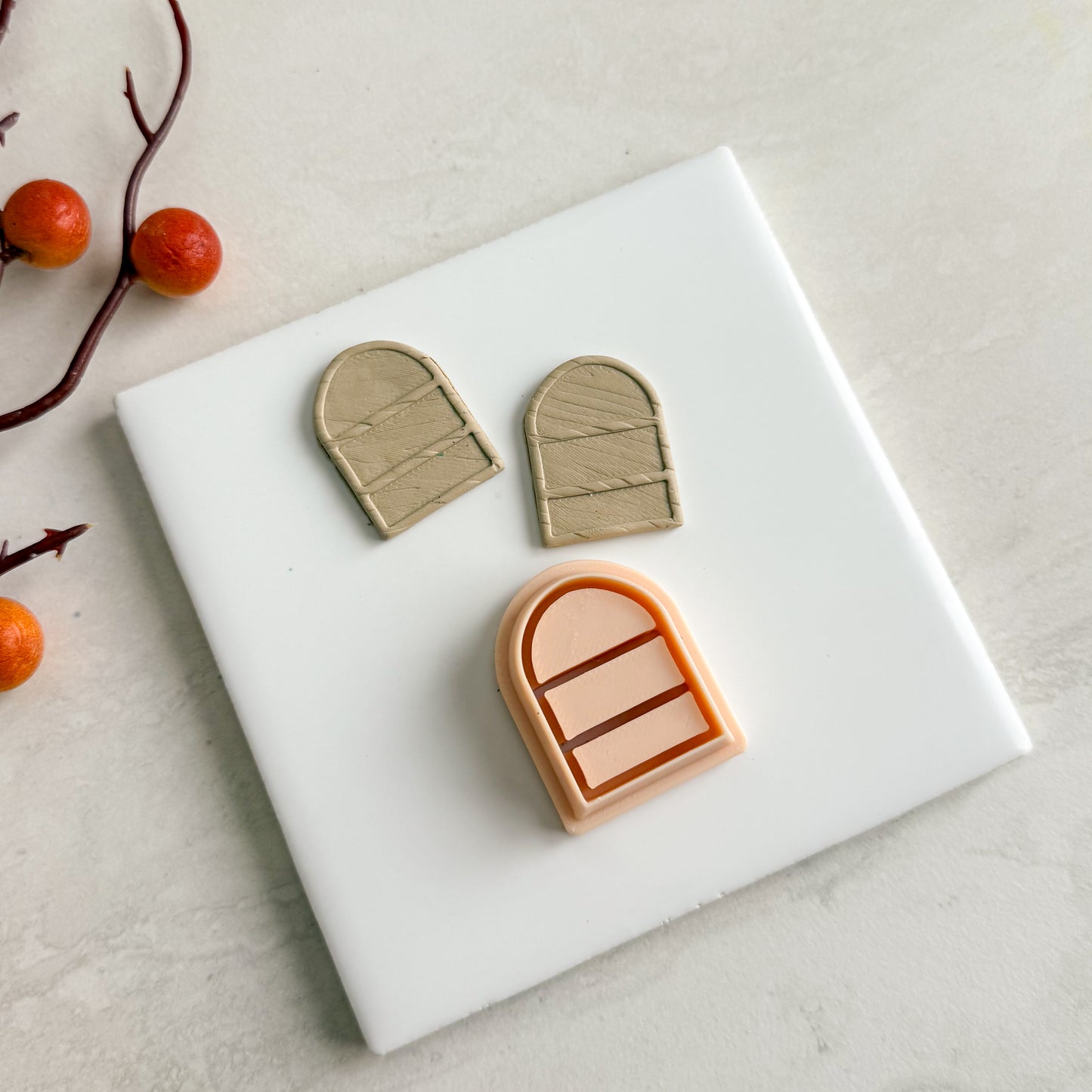 2025 Rounded Arch Bookcase | Embossed Bookish Theme Polymer Clay Cutter Halloween Fall Cozy Cafe