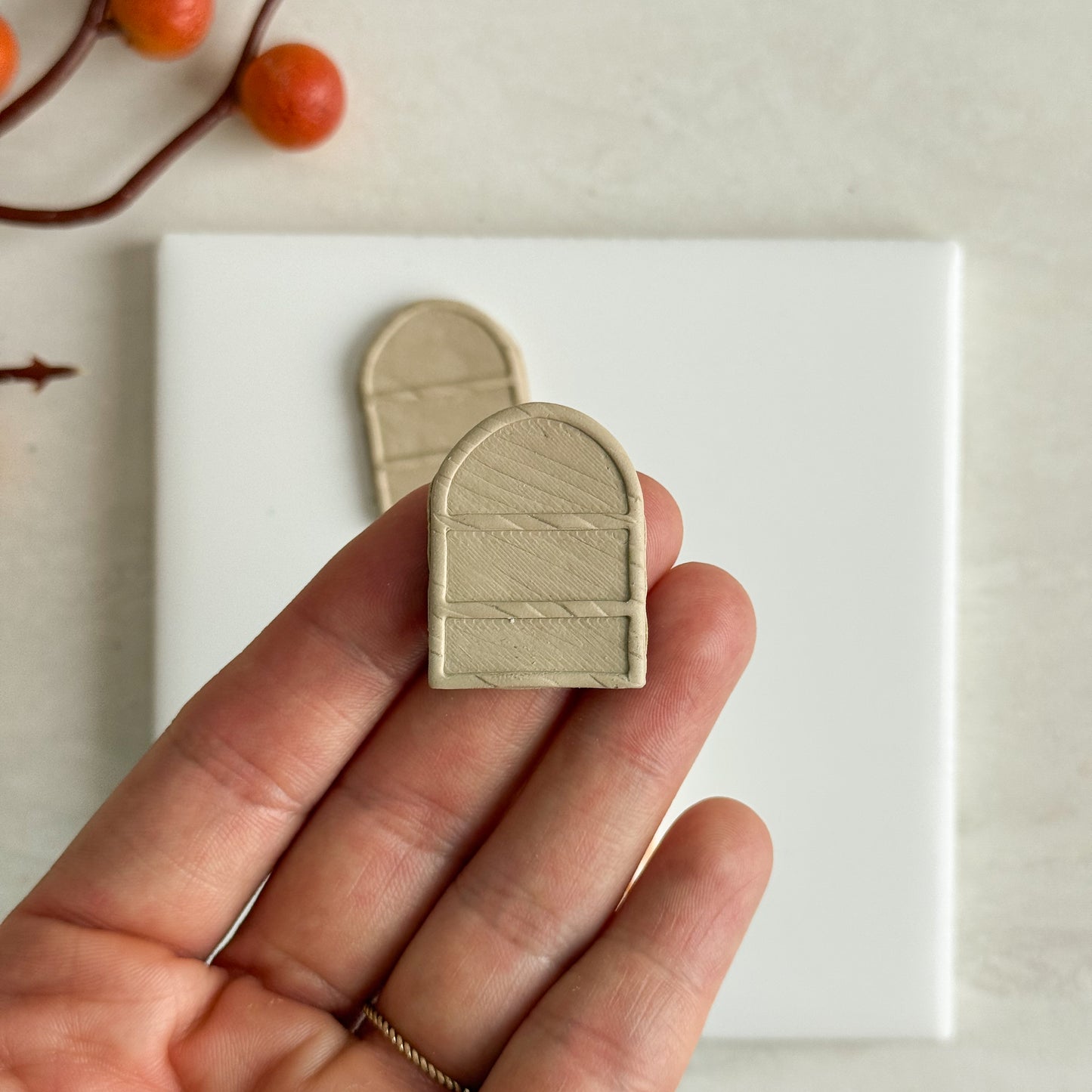 2025 Rounded Arch Bookcase | Embossed Bookish Theme Polymer Clay Cutter Halloween Fall Cozy Cafe