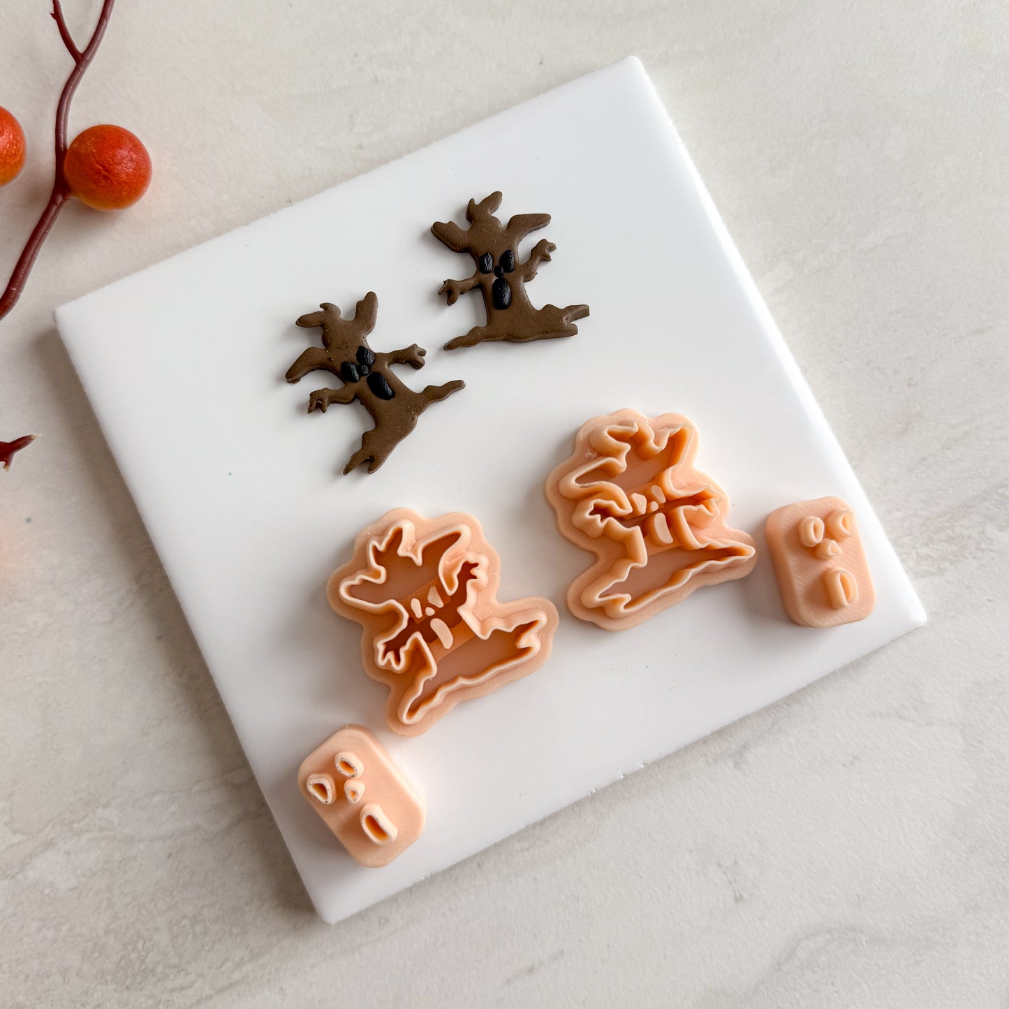 2025 Haunted Tree | Embossed Spooky Theme Polymer Clay Cutter Halloween Fall Cozy Scary