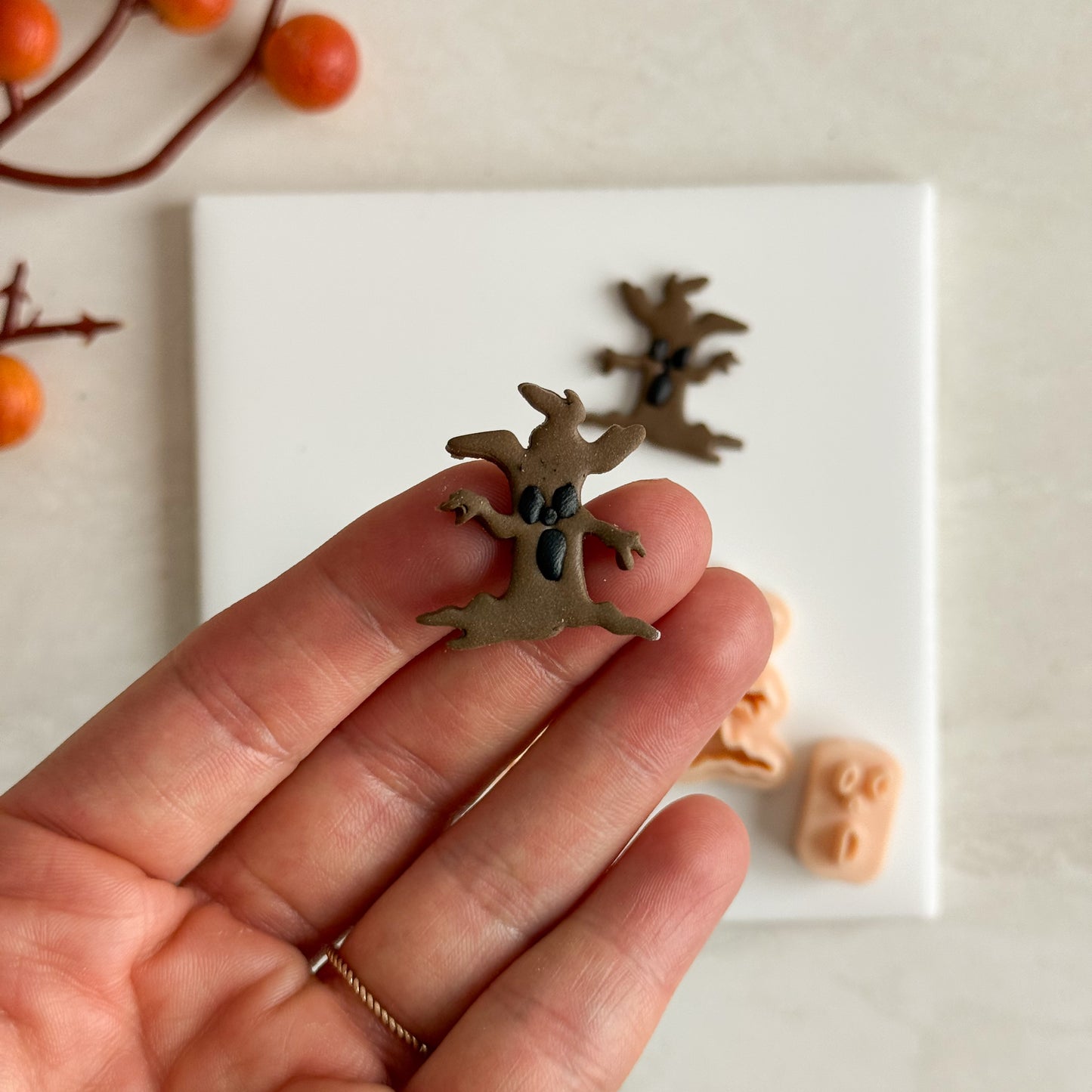 2025 Haunted Tree | Embossed Spooky Theme Polymer Clay Cutter Halloween Fall Cozy Scary