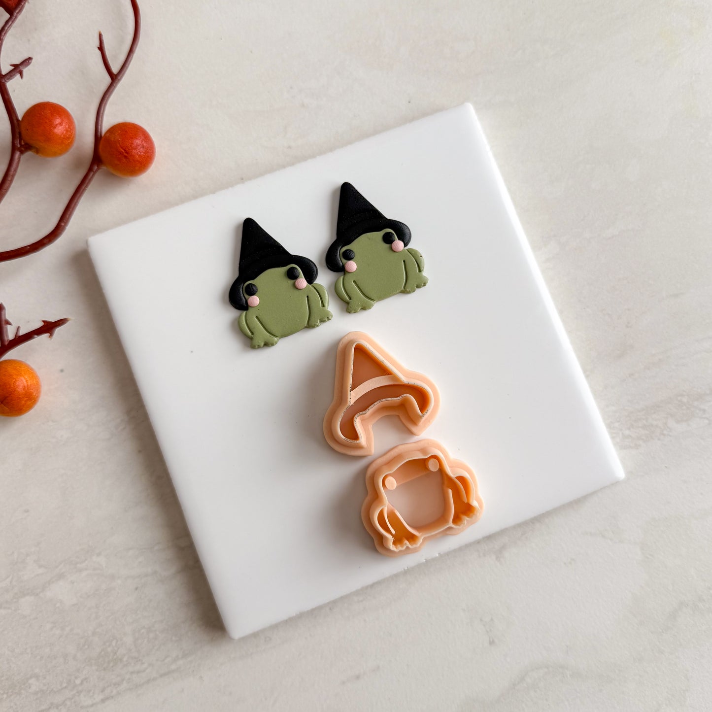 2025 Magical Frog | Embossed Spooky Theme Polymer Clay Cutter Halloween Fall Cozy Scary