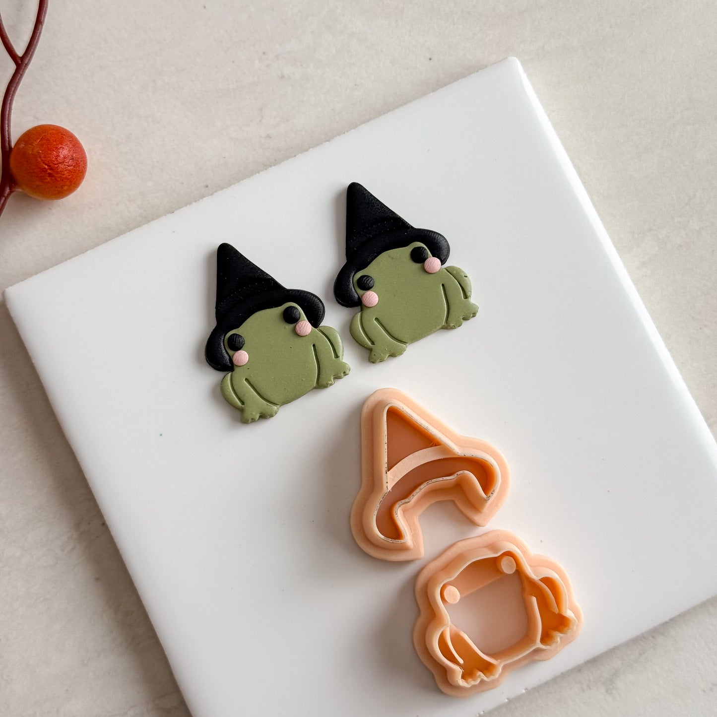 2025 Magical Frog | Embossed Spooky Theme Polymer Clay Cutter Halloween Fall Cozy Scary