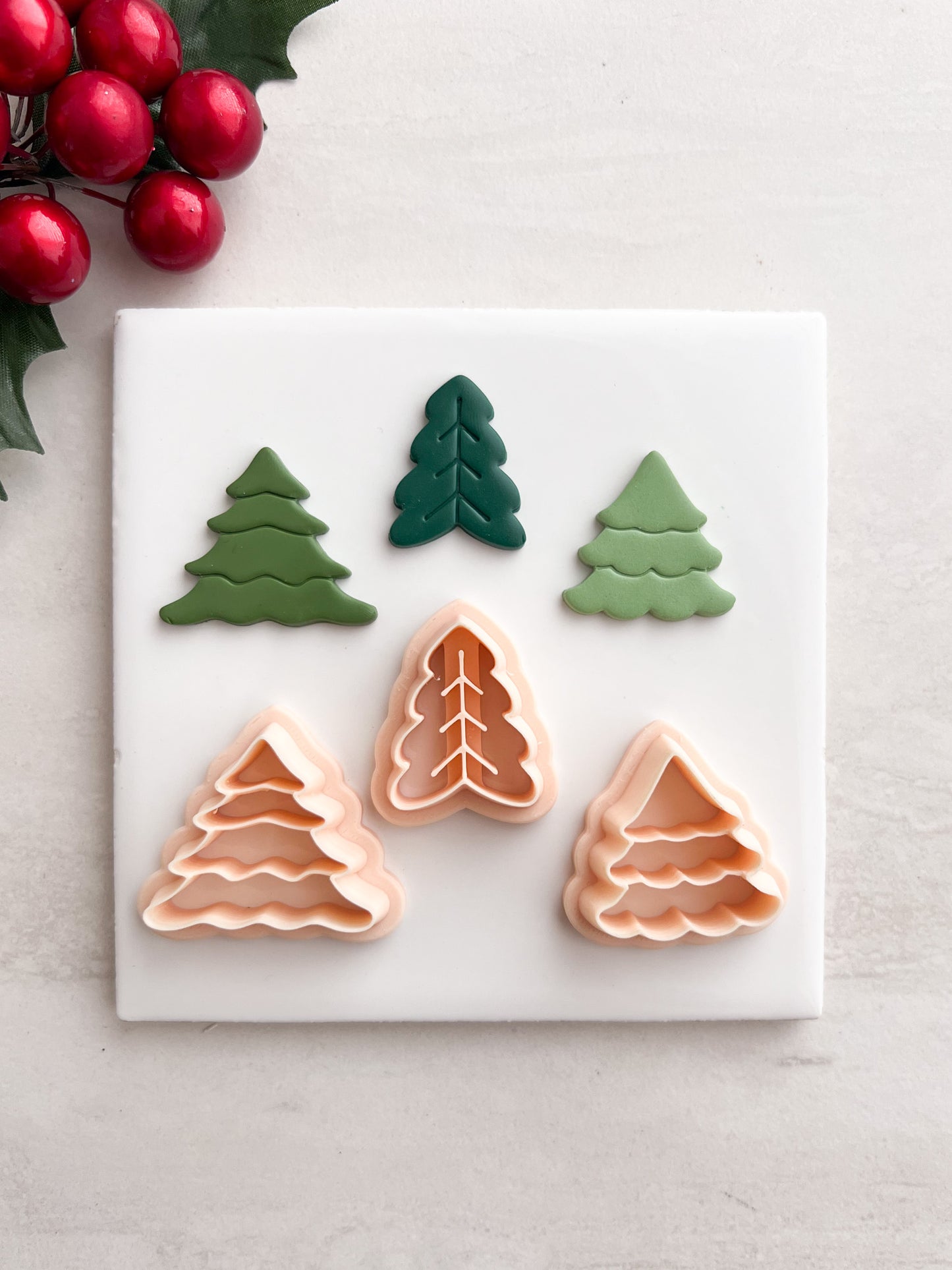 Christmas Tree Trio No. 3 Clay Cutters | Christmas Tree Trio No. 3 Polymer Clay Cutters for DIY Holiday Earrings Christmas-Themed Jewelry and Handmade Winter Accessories