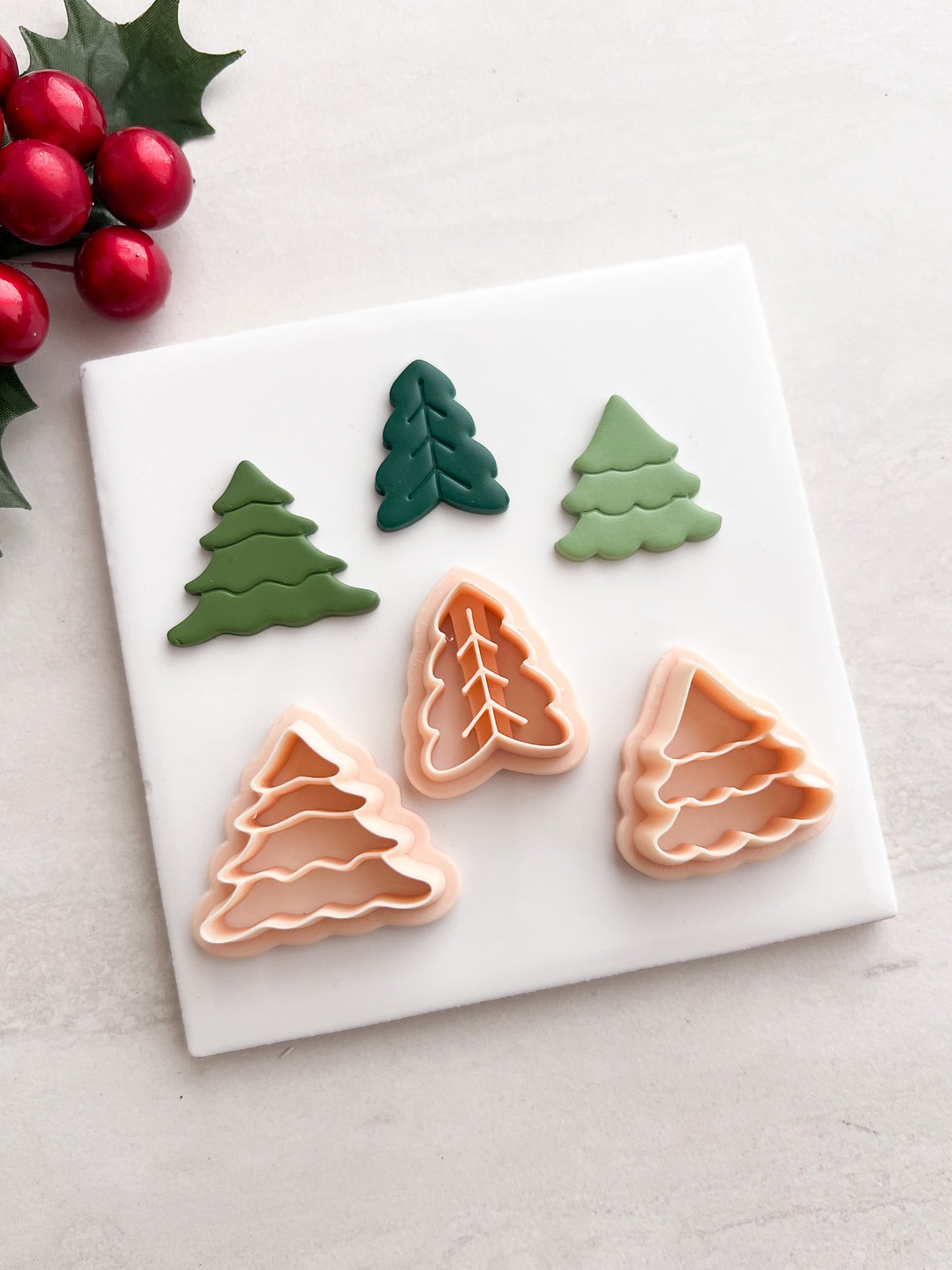 Christmas Tree Trio No. 3 Clay Cutters | Christmas Tree Trio No. 3 Polymer Clay Cutters for DIY Holiday Earrings Christmas-Themed Jewelry and Handmade Winter Accessories