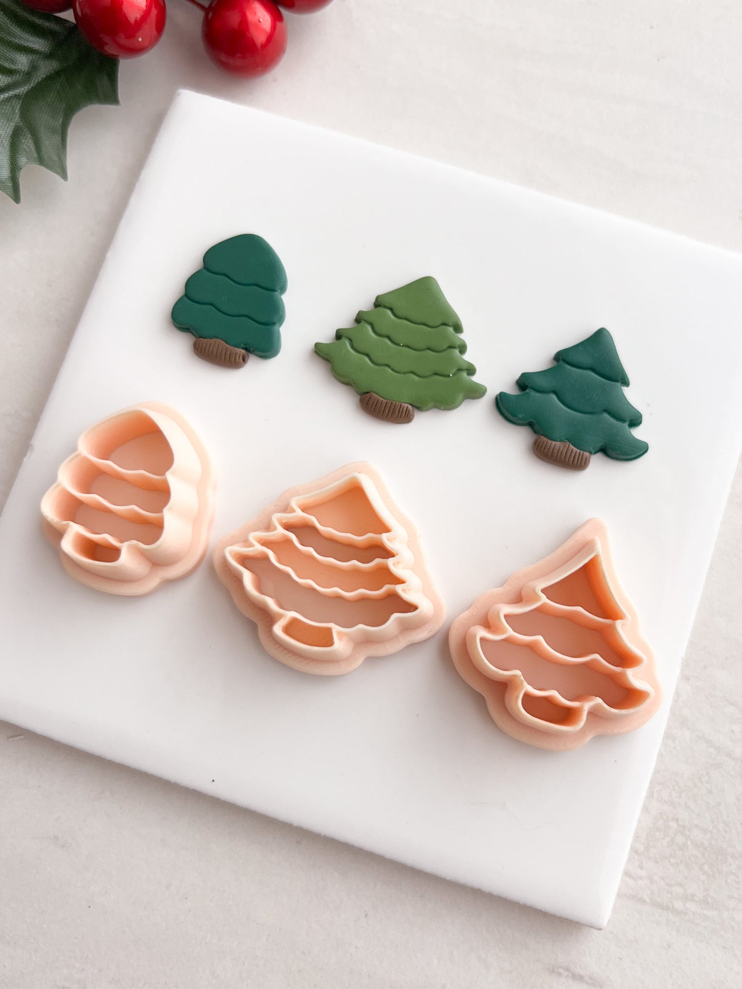 Christmas Tree Trio No. 4 Clay Cutters | Christmas Tree Trio No. 4 Polymer Clay Cutters for DIY Holiday Earrings Festive-Themed Jewelry and Handmade Christmas Accessories