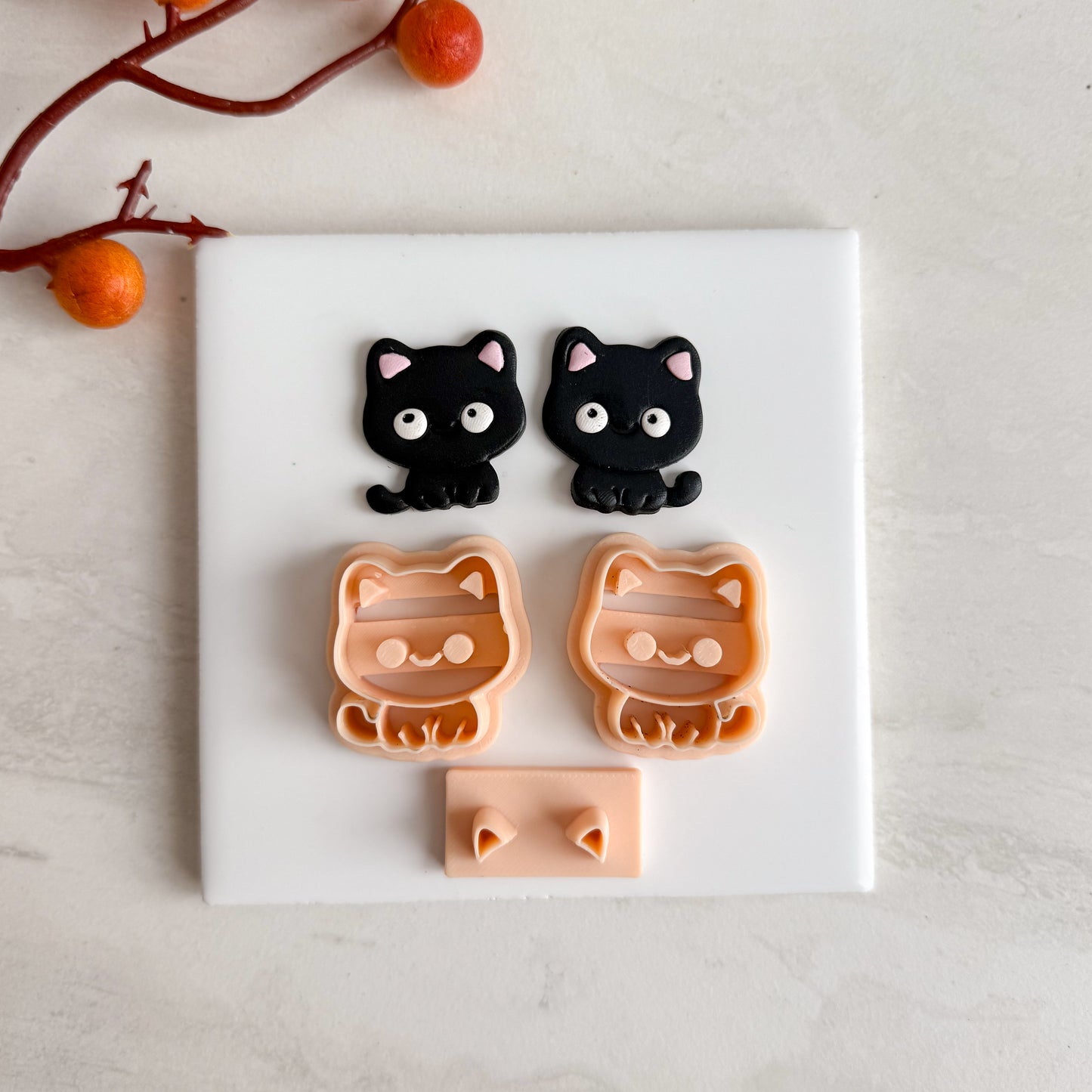 2025 Kawaii Cute Black Cat | Cat Shape Spooky Polymer Clay Cutter Halloween Fall
