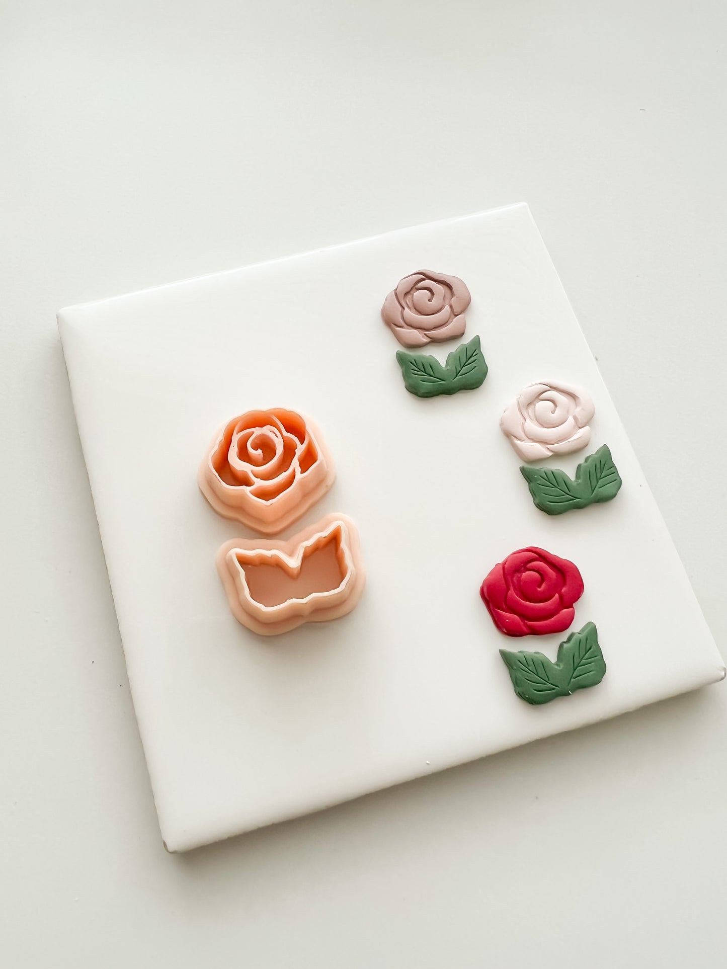 Rose with Leaves Two Part Clay Cutter | Rose with Leaves Two Part Polymer Clay Cutter for DIY Floral Earrings Elegant Jewelry and Handmade Botanical Accessories