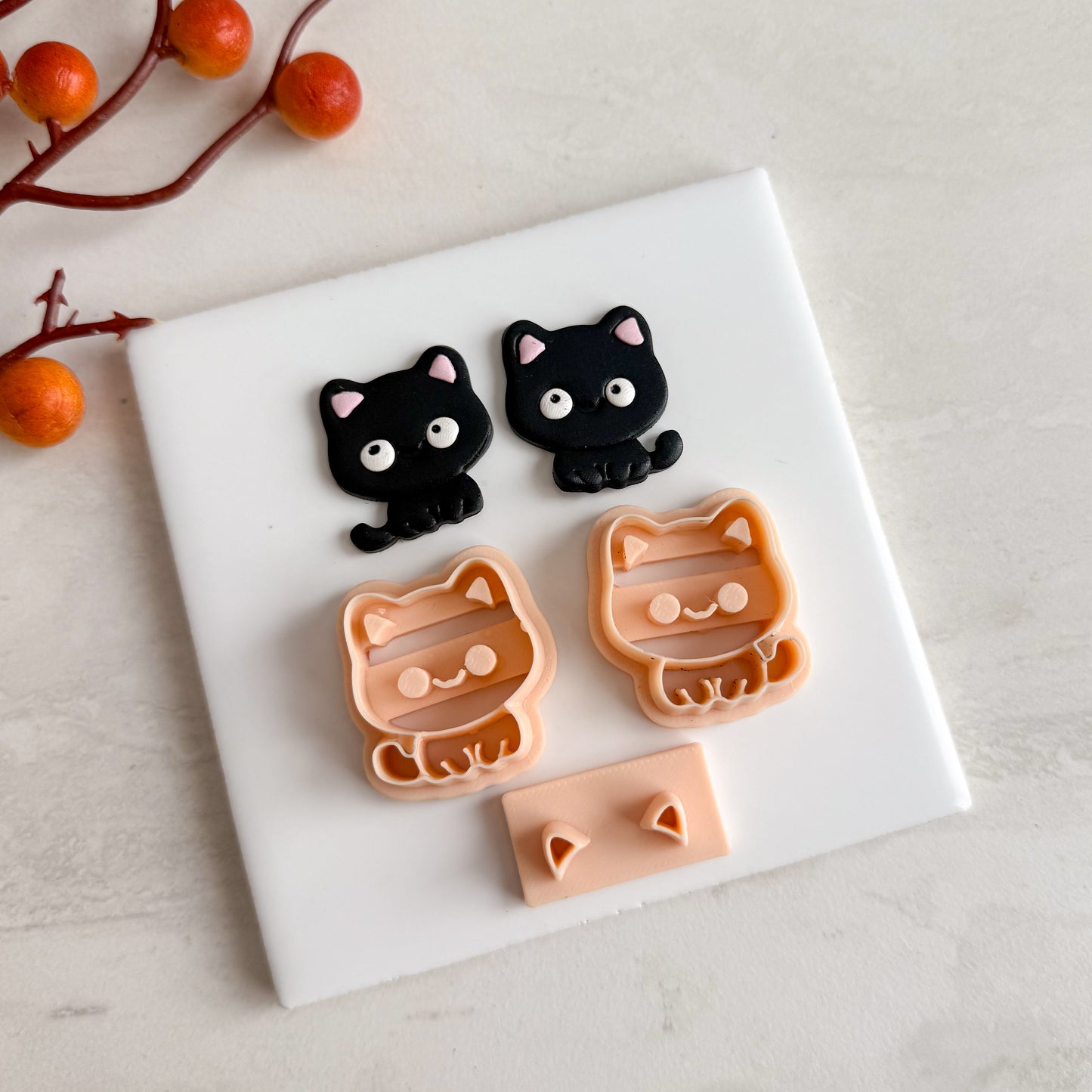 2025 Kawaii Cute Black Cat | Cat Shape Spooky Polymer Clay Cutter Halloween Fall