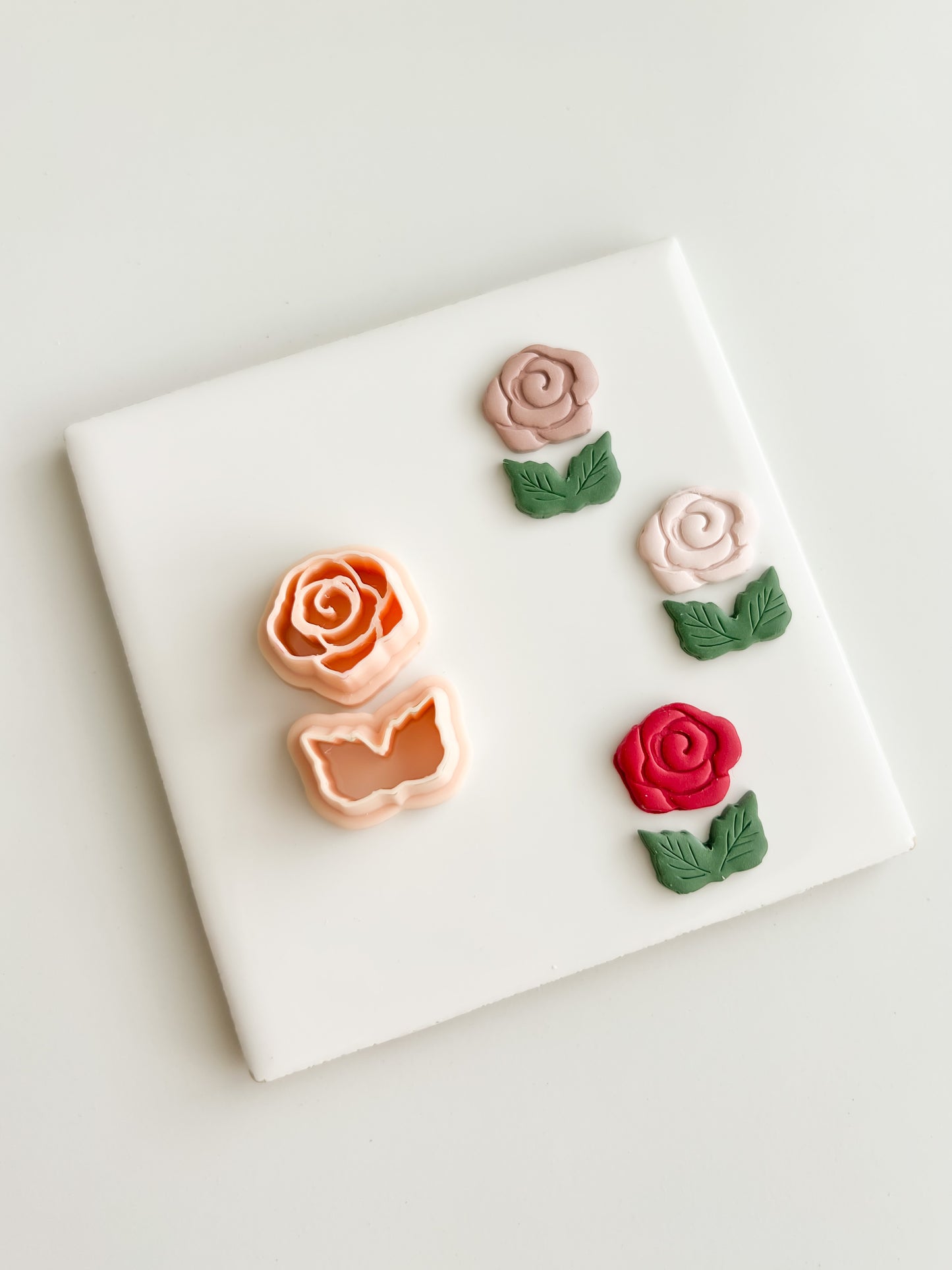 Rose with Leaves Two Part Clay Cutter | Rose with Leaves Two Part Polymer Clay Cutter for DIY Floral Earrings Elegant Jewelry and Handmade Botanical Accessories