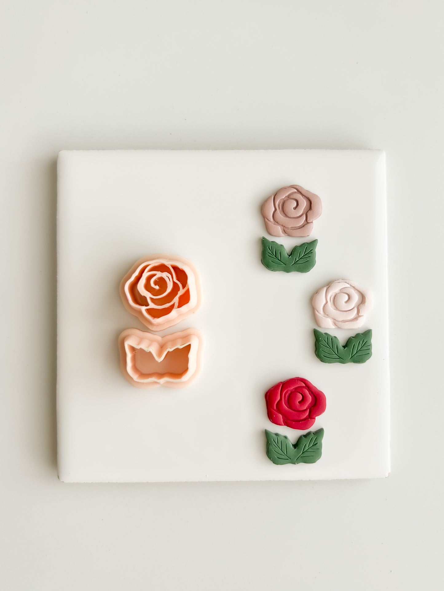 Rose with Leaves Two Part Clay Cutter | Rose with Leaves Two Part Polymer Clay Cutter for DIY Floral Earrings Elegant Jewelry and Handmade Botanical Accessories