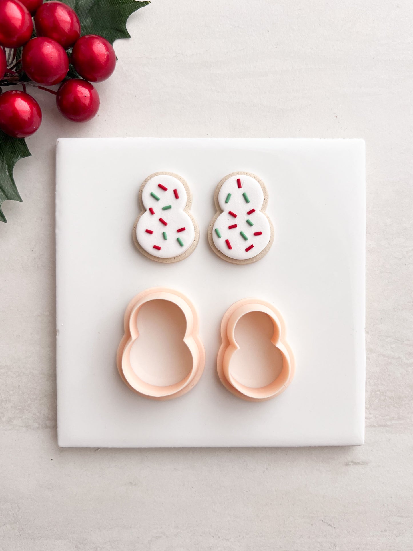 Snowman Frosted Cookie Clay Cutter | Snowman Frosted Cookie Polymer Clay Cutter for DIY Holiday Earrings Baking-Themed Jewelry and Handmade Christmas Accessories