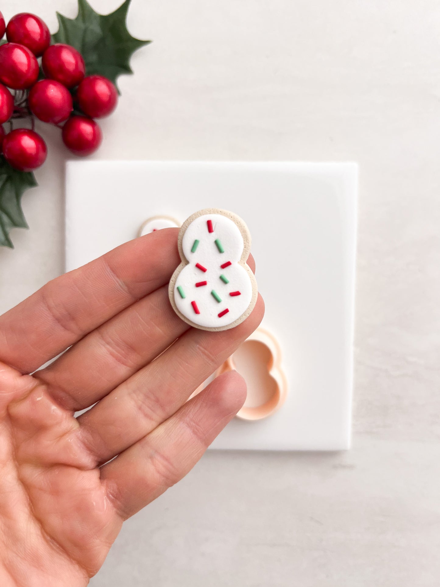 Snowman Frosted Cookie Clay Cutter | Snowman Frosted Cookie Polymer Clay Cutter for DIY Holiday Earrings Baking-Themed Jewelry and Handmade Christmas Accessories