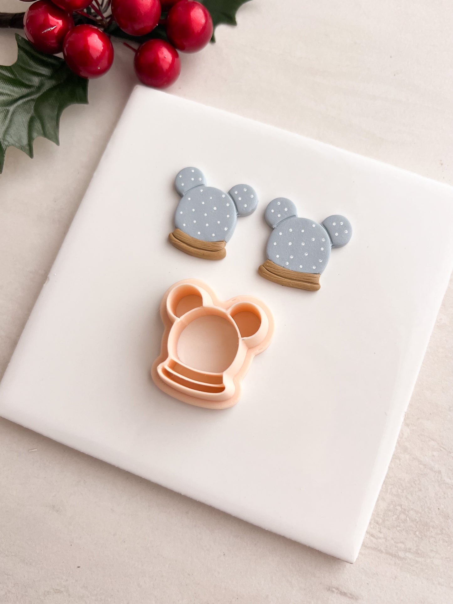 Mickey Snowglobe Clay Cutter | Mickey Snowglobe Polymer Clay Cutter for DIY Christmas Earrings Disney Jewelry and Handmade Holiday Accessories