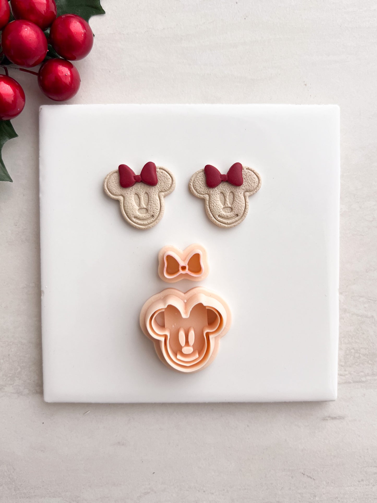 Gingerbread Minnie Mouse Head Clay Cutter | Gingerbread Minnie Mouse Head Polymer Clay Cutter for DIY Cute Earrings Holiday-Themed Jewelry and Handmade Christmas Accessories