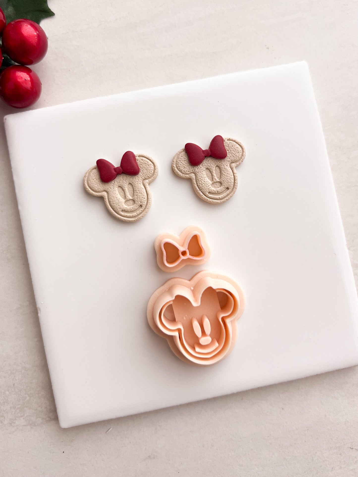 Gingerbread Minnie Mouse Head Clay Cutter | Gingerbread Minnie Mouse Head Polymer Clay Cutter for DIY Cute Earrings Holiday-Themed Jewelry and Handmade Christmas Accessories