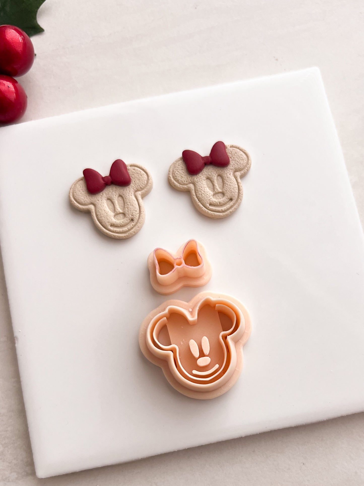 Gingerbread Minnie Mouse Head Clay Cutter | Gingerbread Minnie Mouse Head Polymer Clay Cutter for DIY Cute Earrings Holiday-Themed Jewelry and Handmade Christmas Accessories