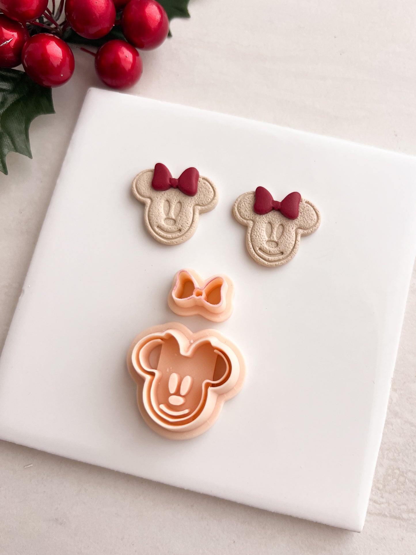 Gingerbread Minnie Mouse Head Clay Cutter | Gingerbread Minnie Mouse Head Polymer Clay Cutter for DIY Cute Earrings Holiday-Themed Jewelry and Handmade Christmas Accessories