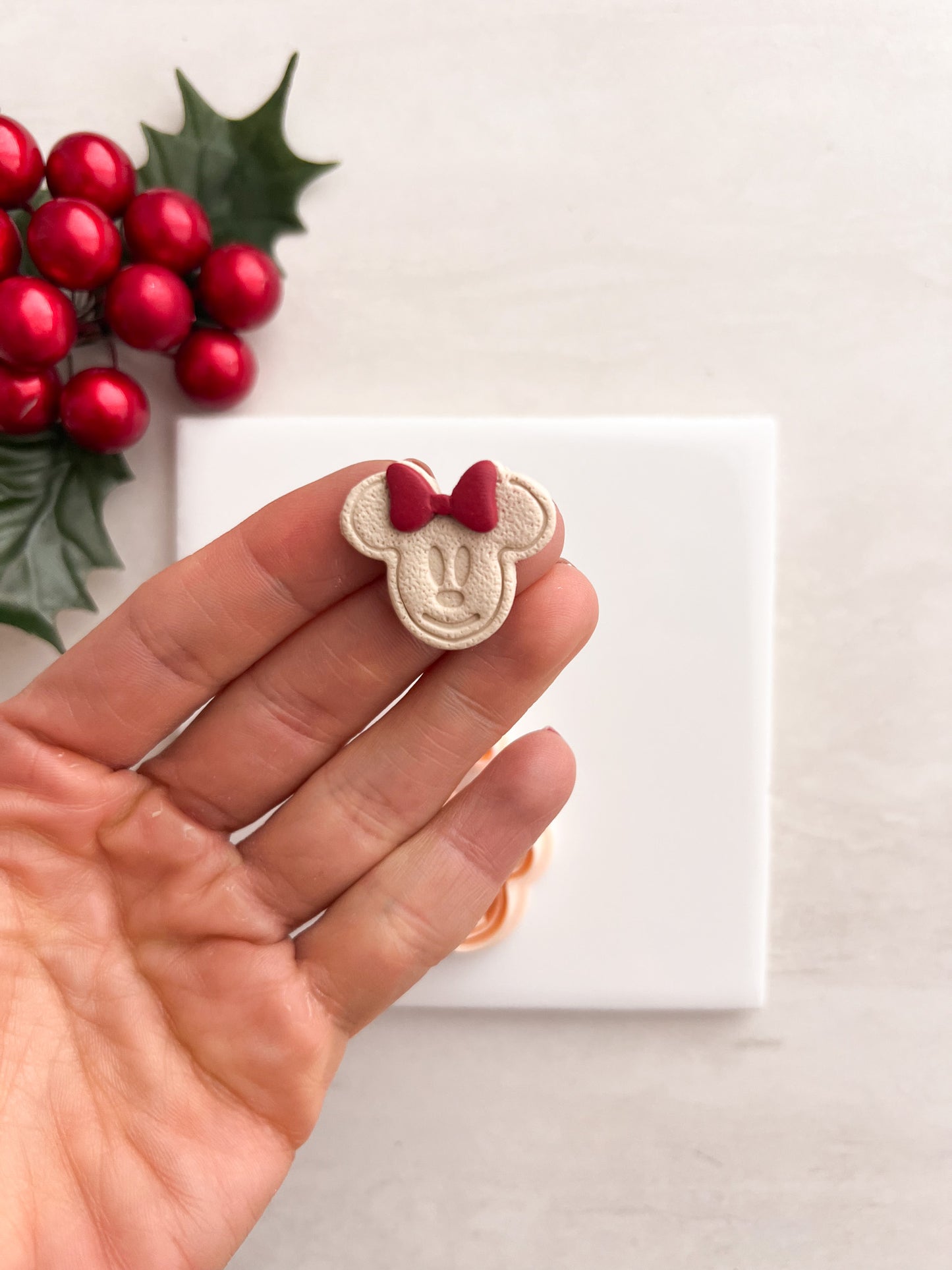 Gingerbread Minnie Mouse Head Clay Cutter | Gingerbread Minnie Mouse Head Polymer Clay Cutter for DIY Cute Earrings Holiday-Themed Jewelry and Handmade Christmas Accessories