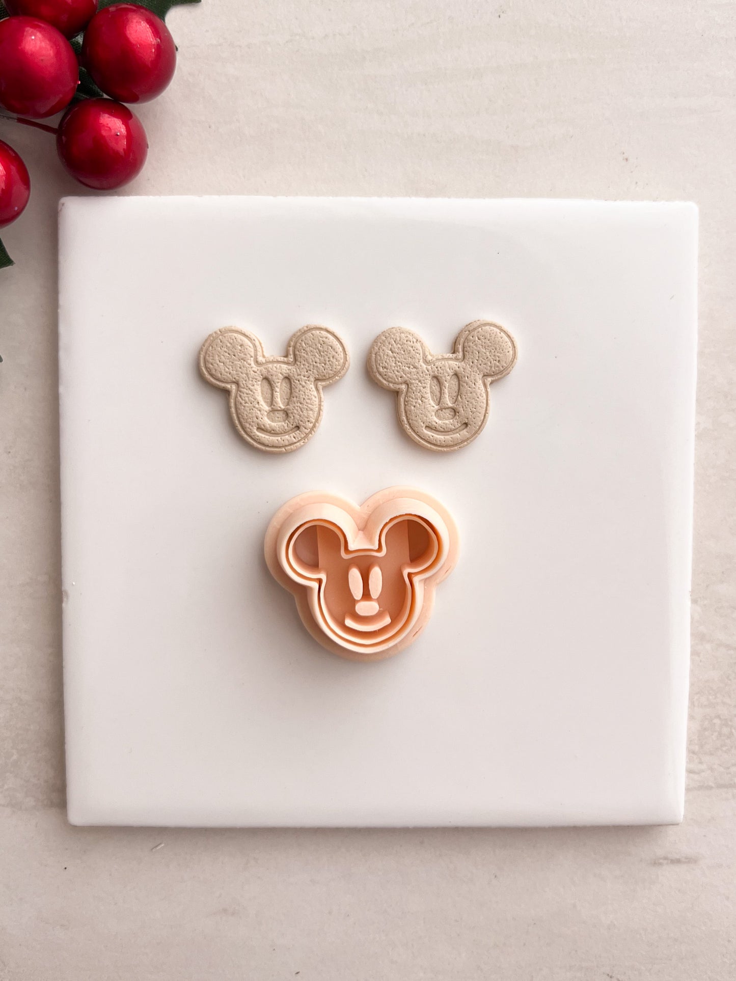 Gingerbread Mickey Head Clay Cutter | Gingerbread Mickey Head Polymer Clay Cutter for DIY Christmas Earrings Disney-Themed Jewelry and Handmade Festive Accessories