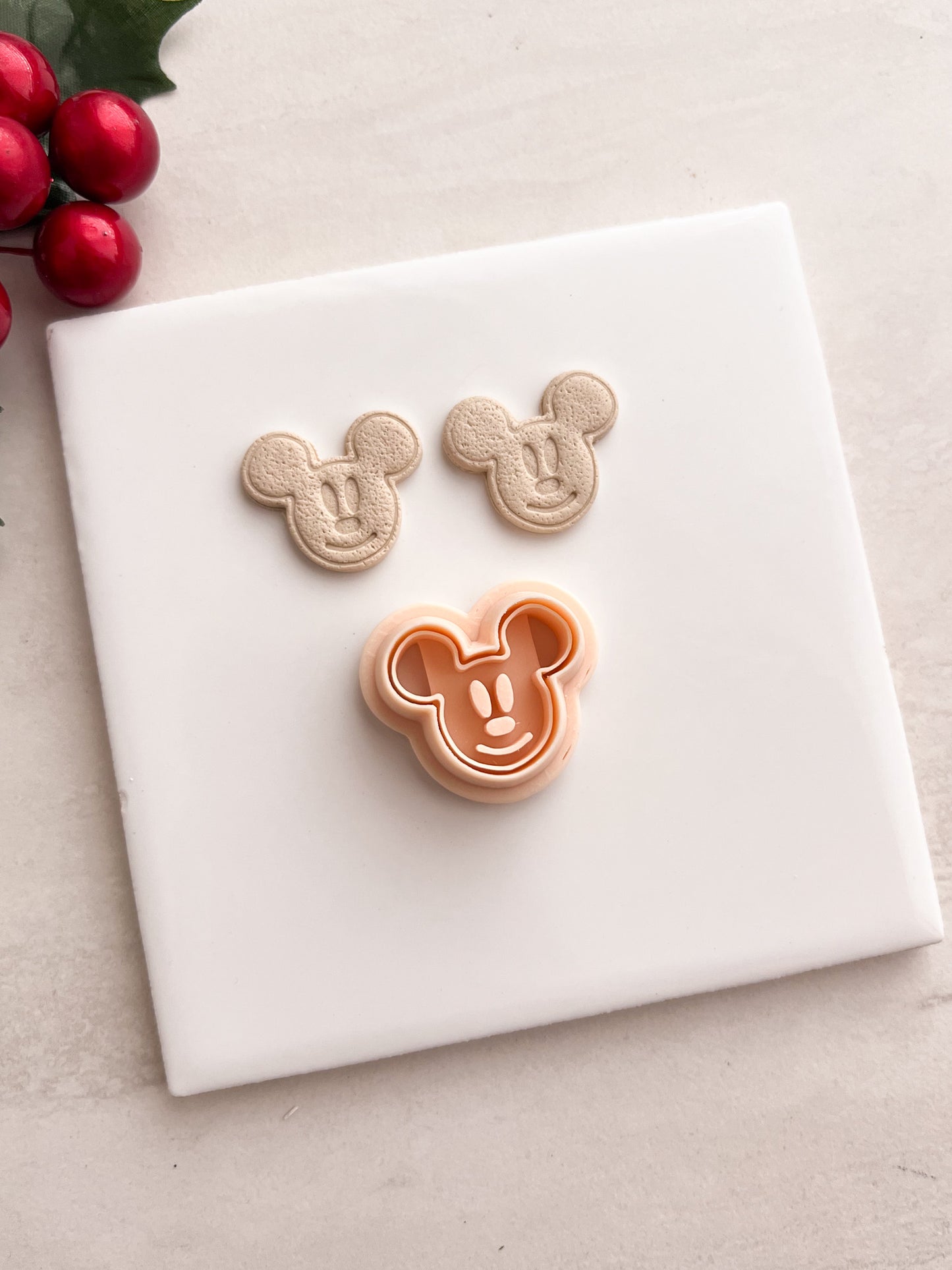 Gingerbread Mickey Head Clay Cutter | Gingerbread Mickey Head Polymer Clay Cutter for DIY Christmas Earrings Disney-Themed Jewelry and Handmade Festive Accessories