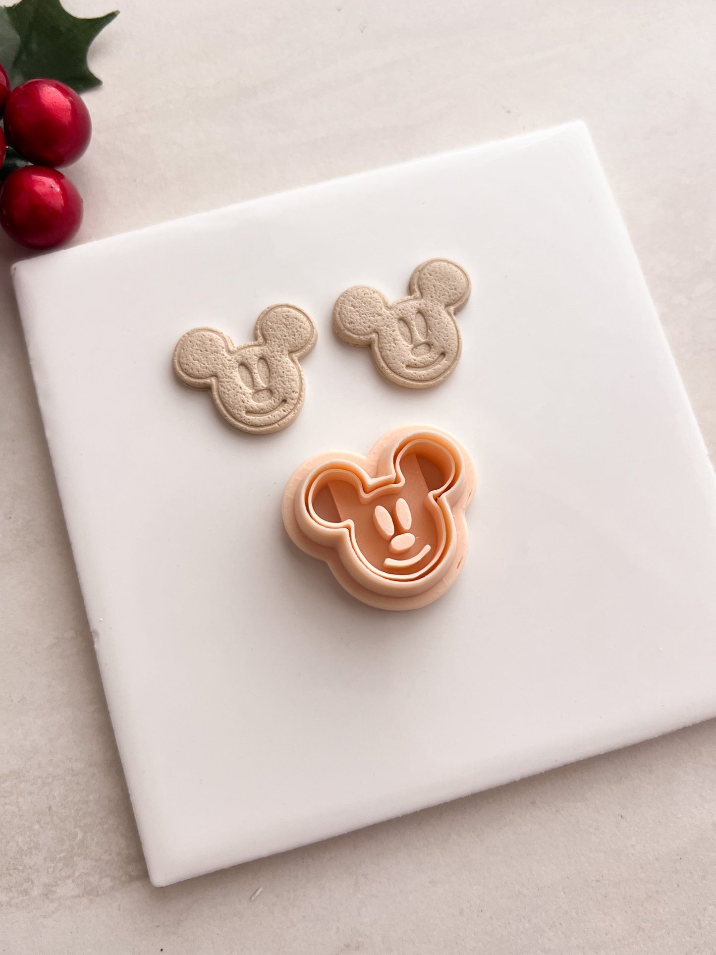 Gingerbread Mickey Head Clay Cutter | Gingerbread Mickey Head Polymer Clay Cutter for DIY Christmas Earrings Disney-Themed Jewelry and Handmade Festive Accessories