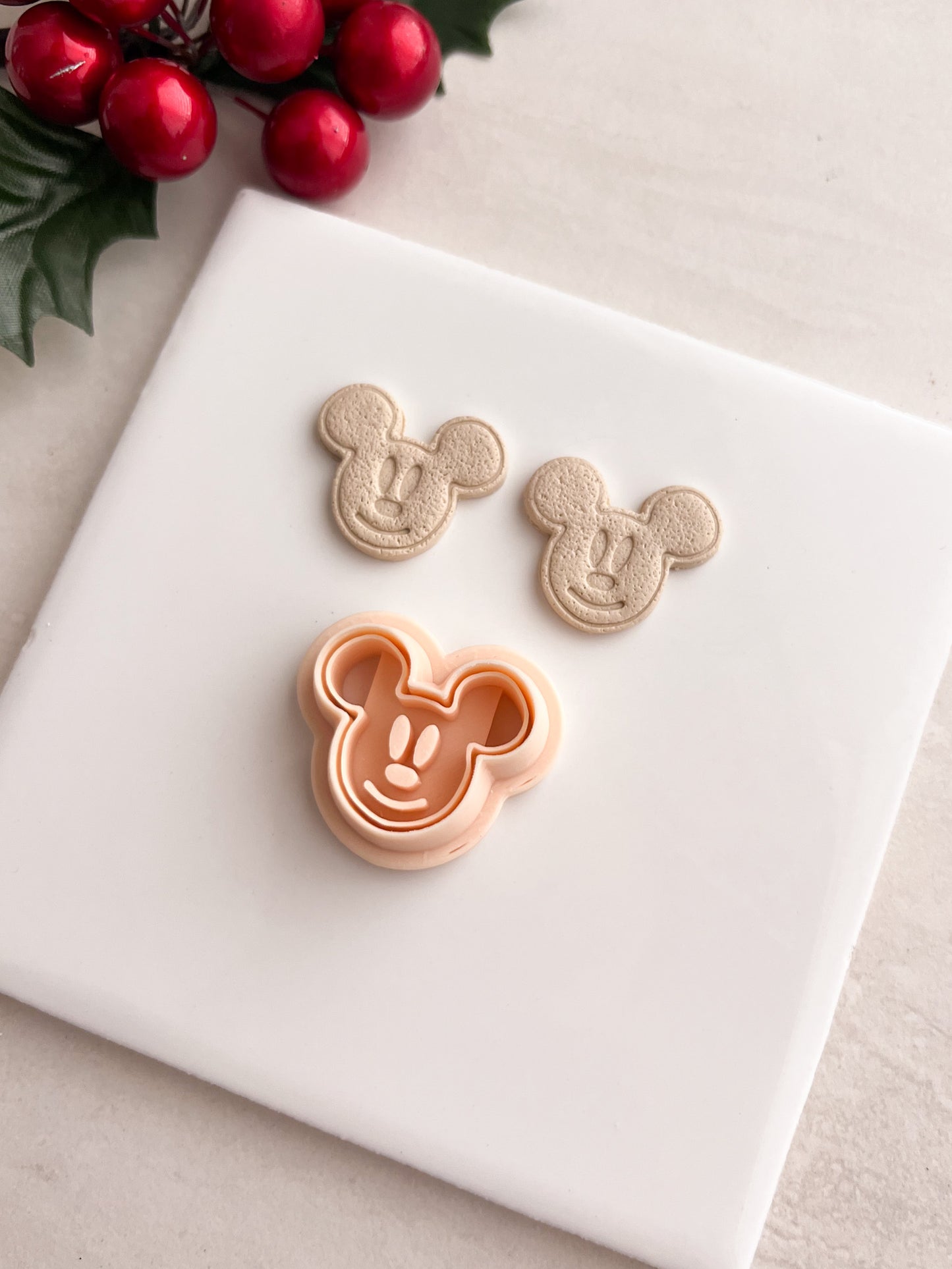 Gingerbread Mickey Head Clay Cutter | Gingerbread Mickey Head Polymer Clay Cutter for DIY Christmas Earrings Disney-Themed Jewelry and Handmade Festive Accessories