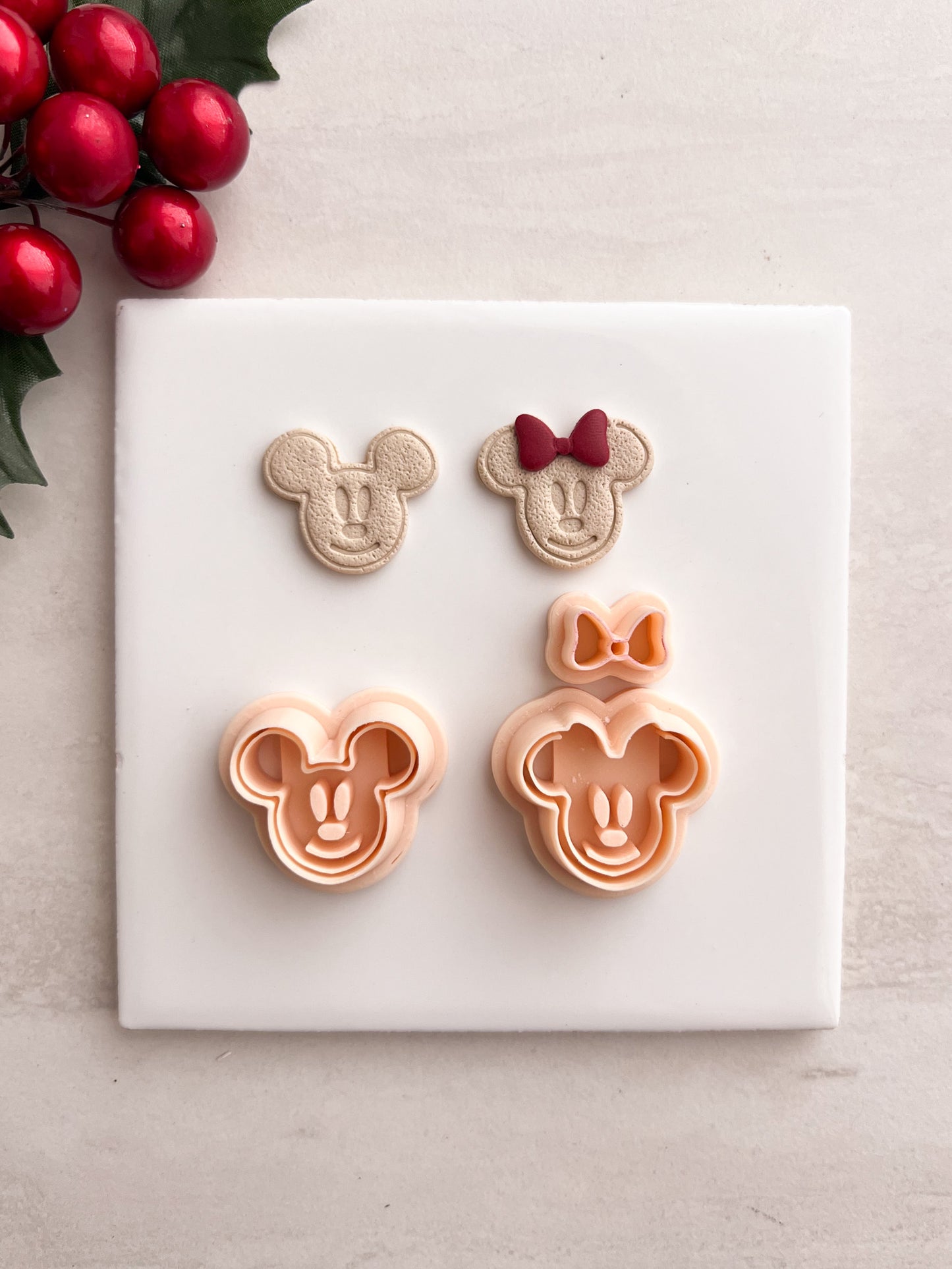 Gingerbread Mousehead Pair Clay Cutter | Gingerbread Mousehead Pair Polymer Clay Cutter for DIY Christmas Earrings Disney-Themed Jewelry and Handmade Festive Accessories