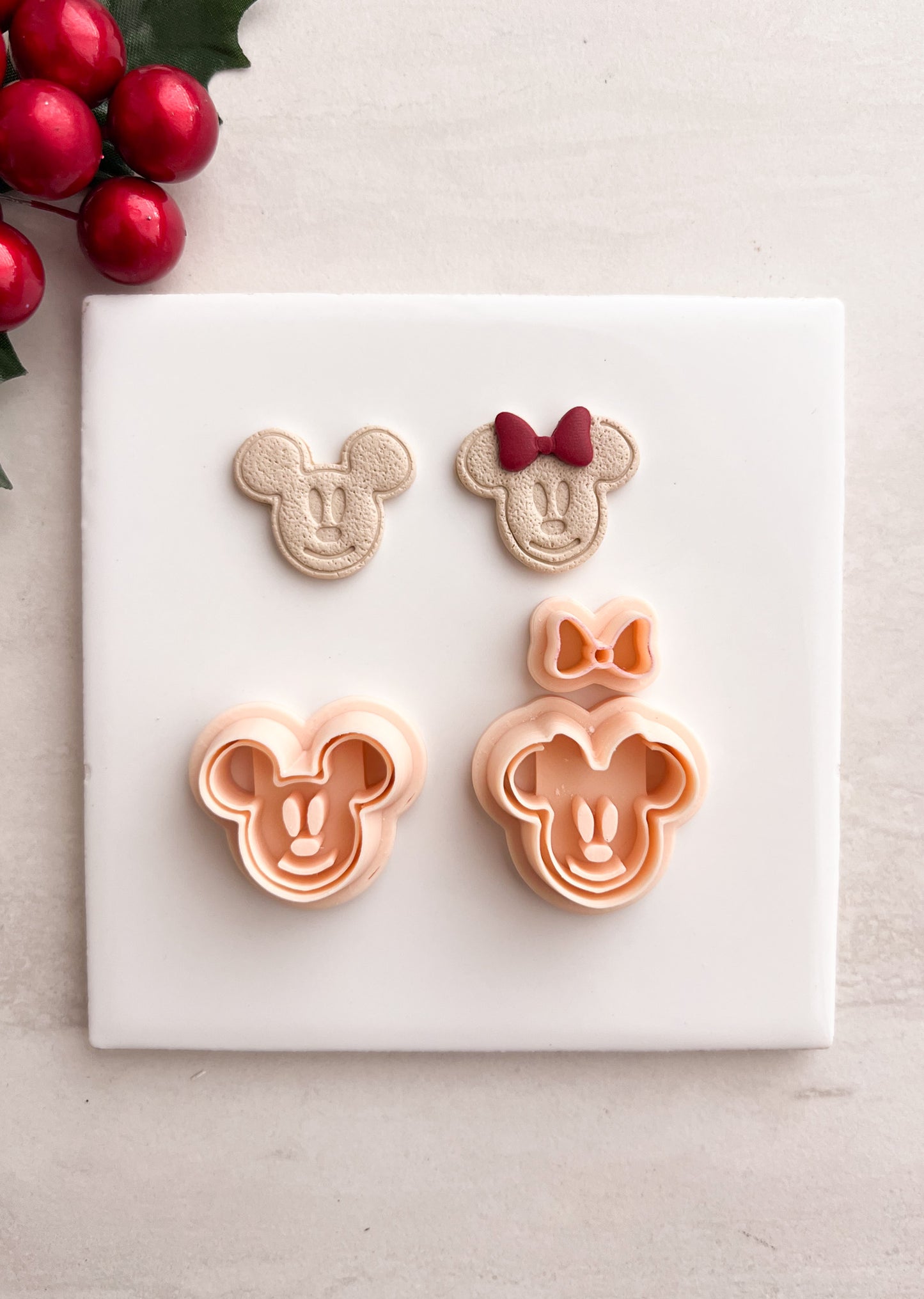 Gingerbread Mousehead Pair Clay Cutter | Gingerbread Mousehead Pair Polymer Clay Cutter for DIY Christmas Earrings Disney-Themed Jewelry and Handmade Festive Accessories