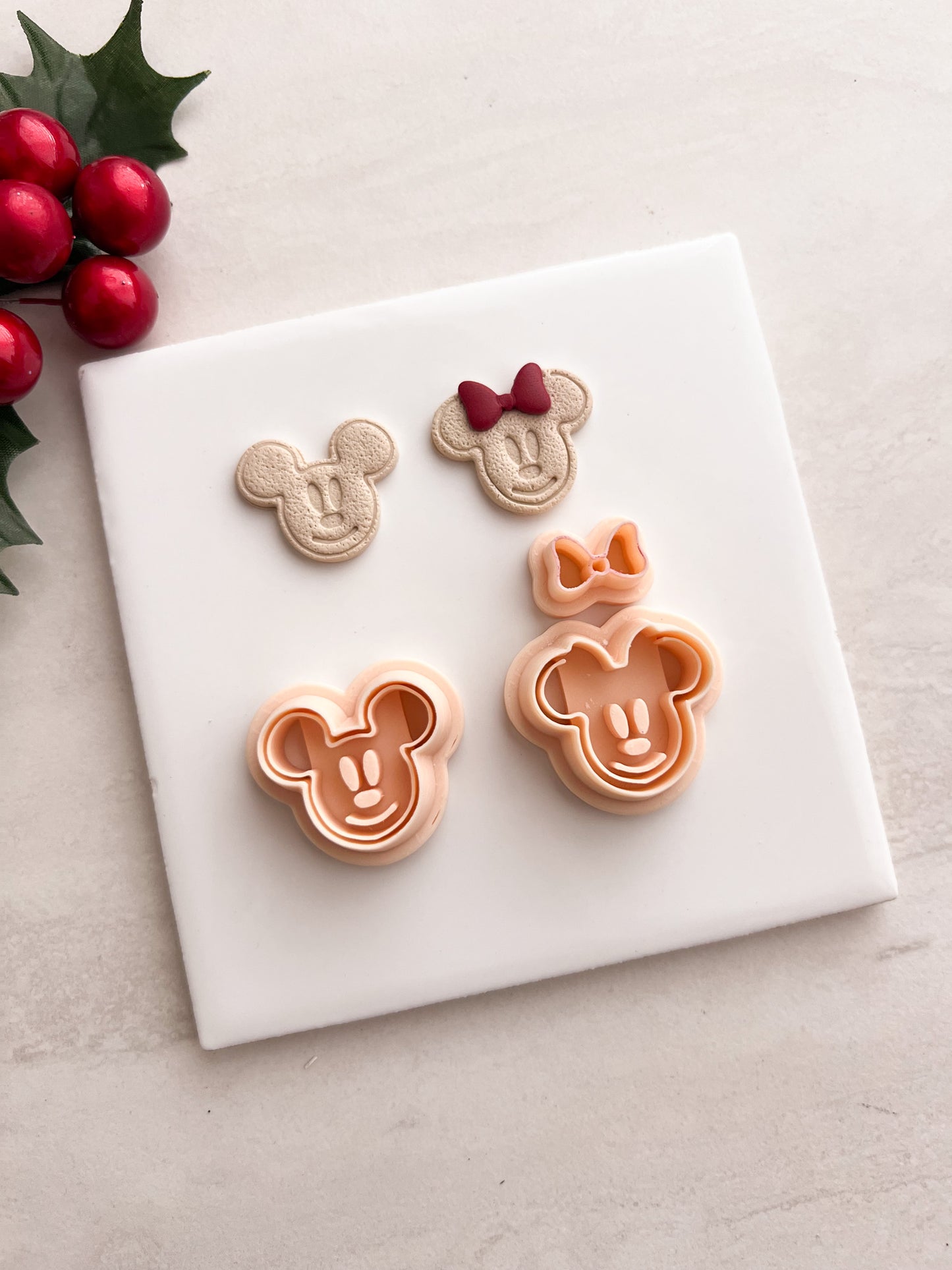 Gingerbread Mousehead Pair Clay Cutter | Gingerbread Mousehead Pair Polymer Clay Cutter for DIY Christmas Earrings Disney-Themed Jewelry and Handmade Festive Accessories