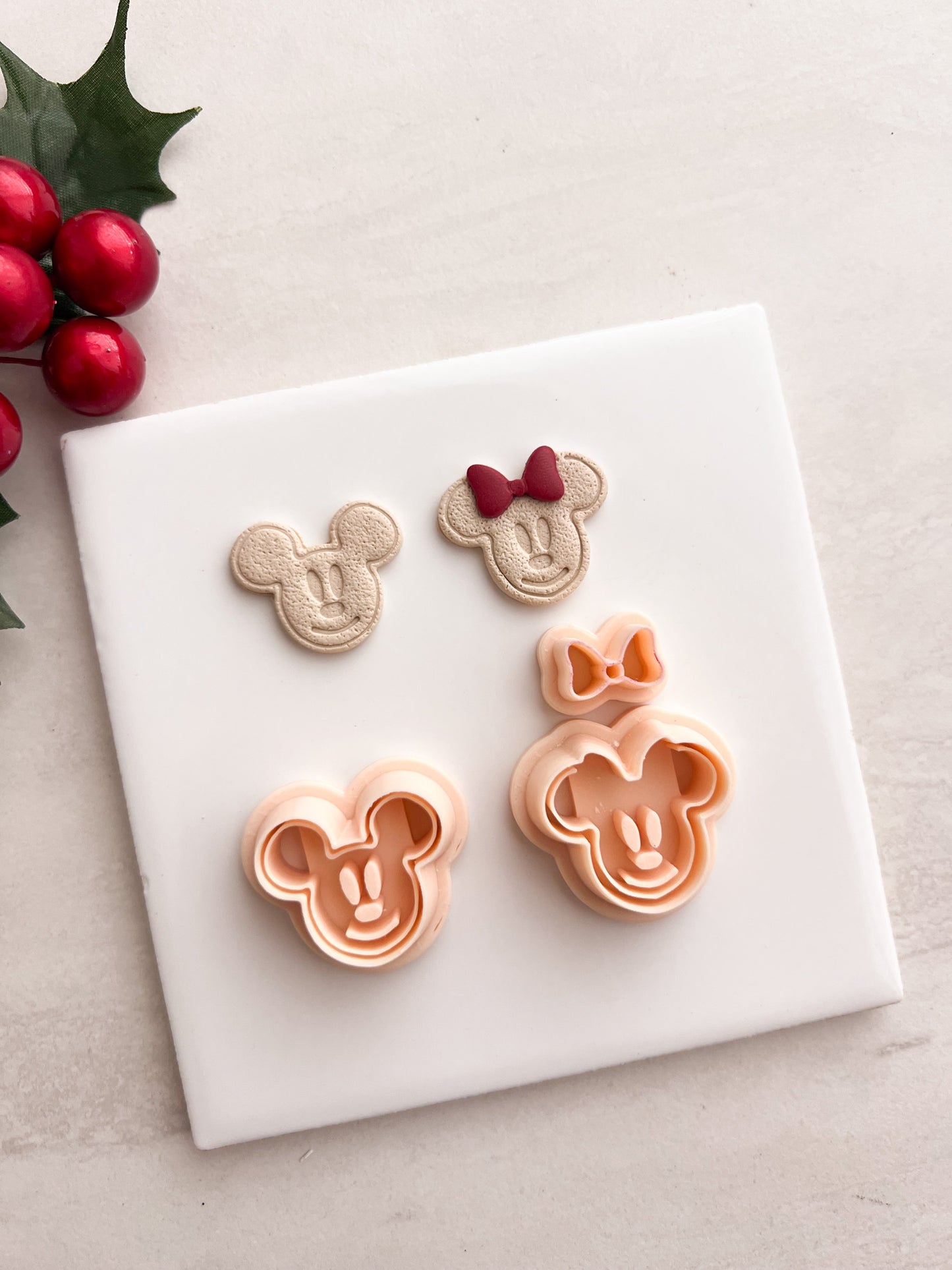 Gingerbread Mousehead Pair Clay Cutter | Gingerbread Mousehead Pair Polymer Clay Cutter for DIY Christmas Earrings Disney-Themed Jewelry and Handmade Festive Accessories