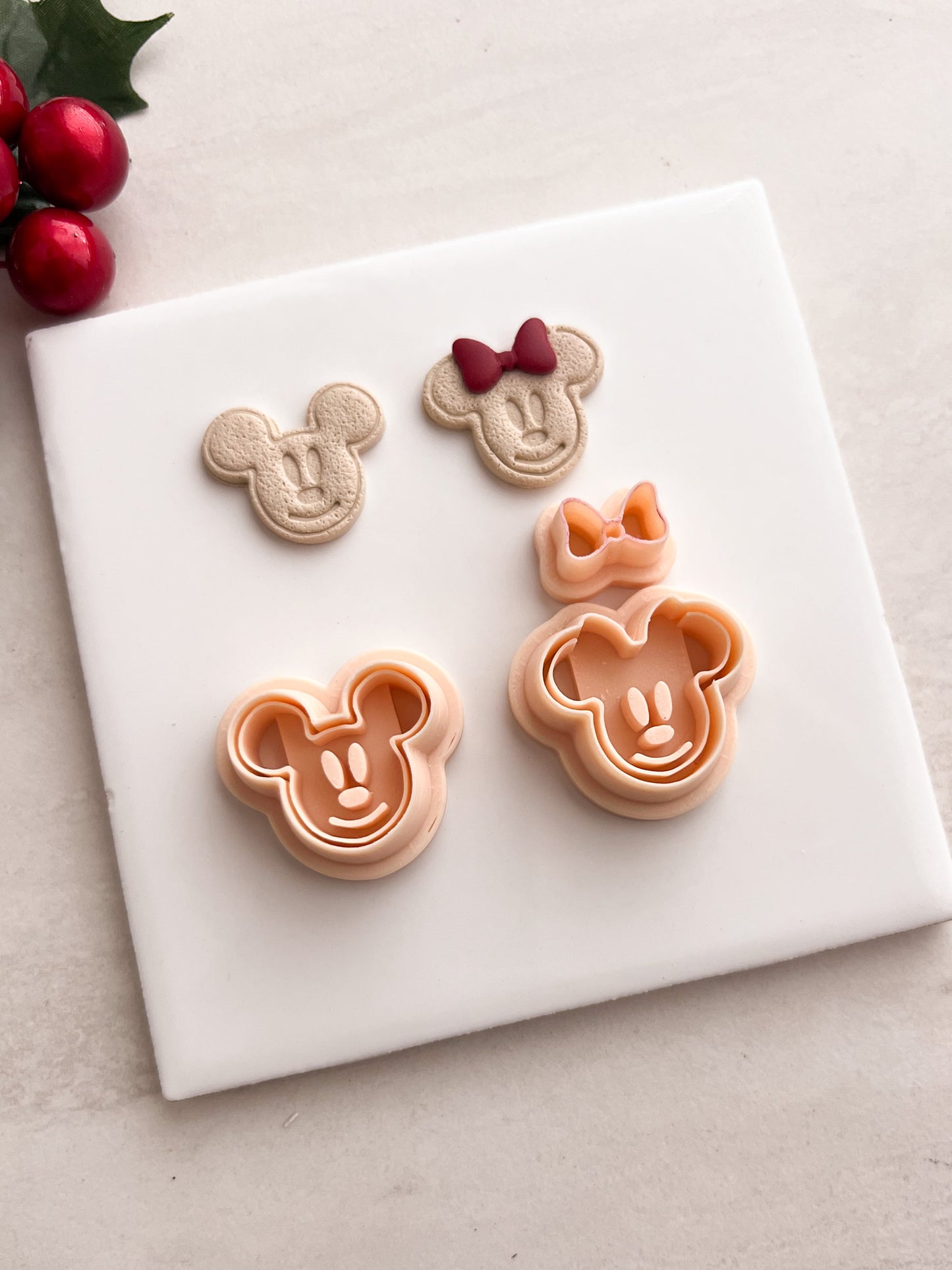 Gingerbread Mousehead Pair Clay Cutter | Gingerbread Mousehead Pair Polymer Clay Cutter for DIY Christmas Earrings Disney-Themed Jewelry and Handmade Festive Accessories