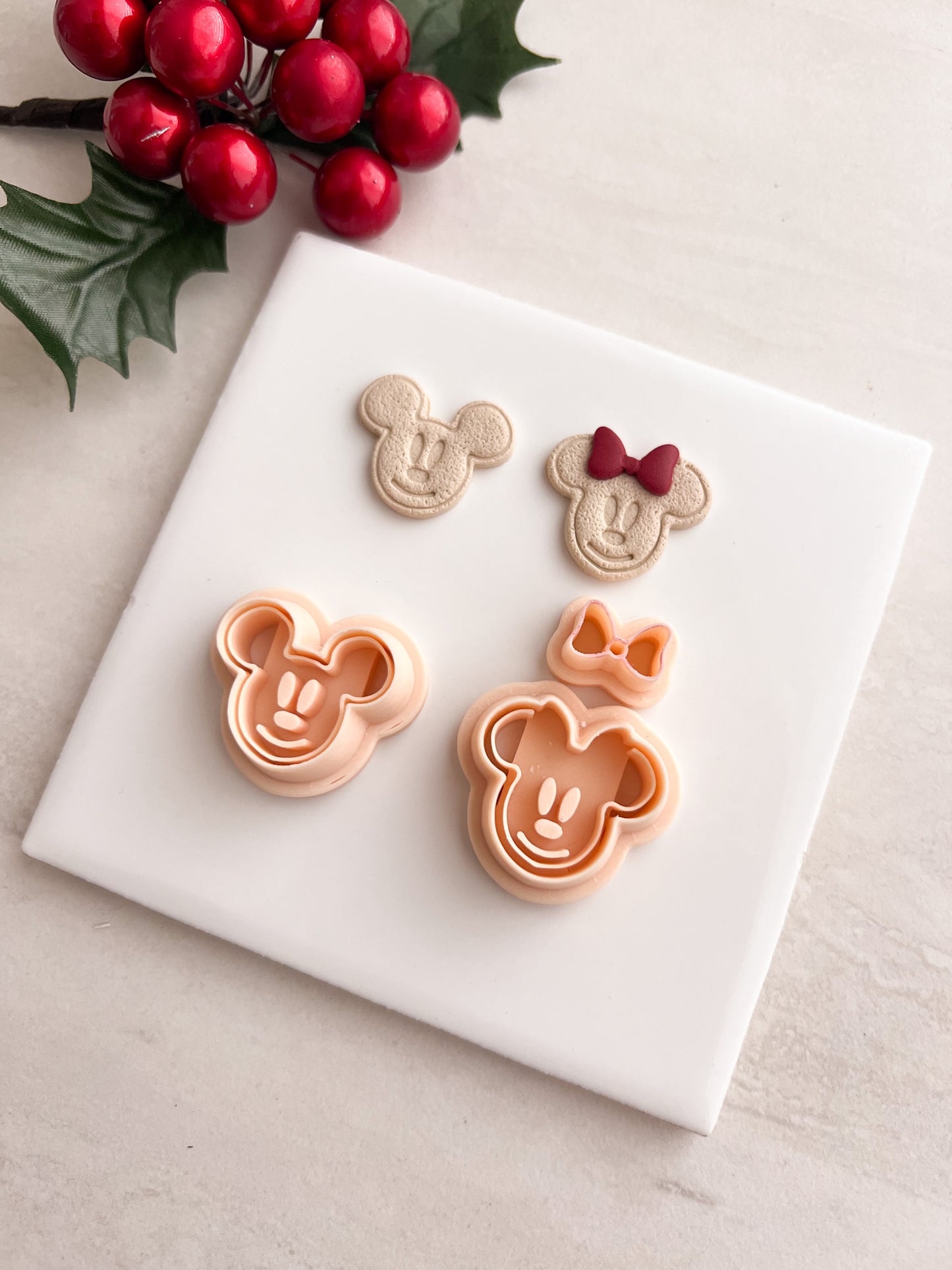 Gingerbread Mousehead Pair Clay Cutter | Gingerbread Mousehead Pair Polymer Clay Cutter for DIY Christmas Earrings Disney-Themed Jewelry and Handmade Festive Accessories