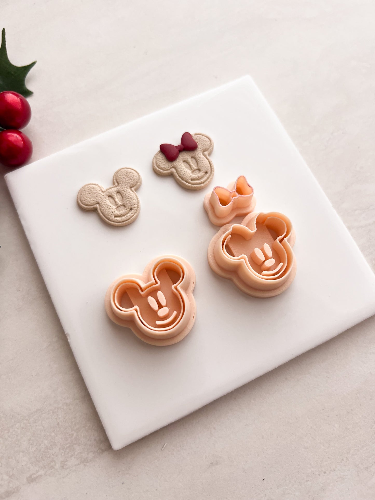 Gingerbread Mousehead Pair Clay Cutter | Gingerbread Mousehead Pair Polymer Clay Cutter for DIY Christmas Earrings Disney-Themed Jewelry and Handmade Festive Accessories