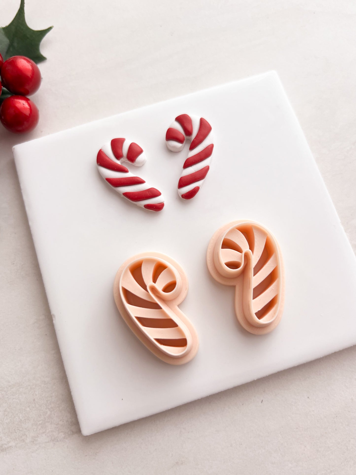 Candy Cane No. 5 Clay Cutter | Candy Cane No. 5 Polymer Clay Cutter for DIY Christmas Earrings Holiday-Themed Jewelry and Handmade Sweet Accessories