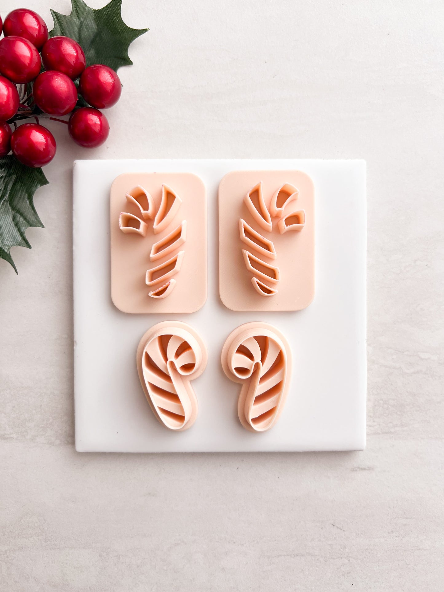 Candy Cane No. 5 Clay Cutter | Candy Cane No. 5 Polymer Clay Cutter for DIY Christmas Earrings Holiday-Themed Jewelry and Handmade Sweet Accessories