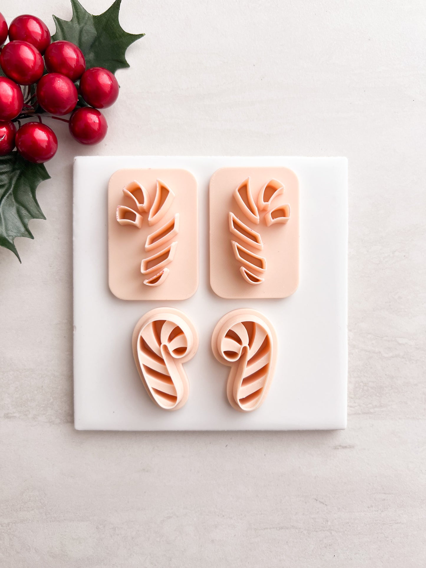 Candy Cane No. 5 Clay Cutter | Candy Cane No. 5 Polymer Clay Cutter for DIY Christmas Earrings Holiday-Themed Jewelry and Handmade Sweet Accessories