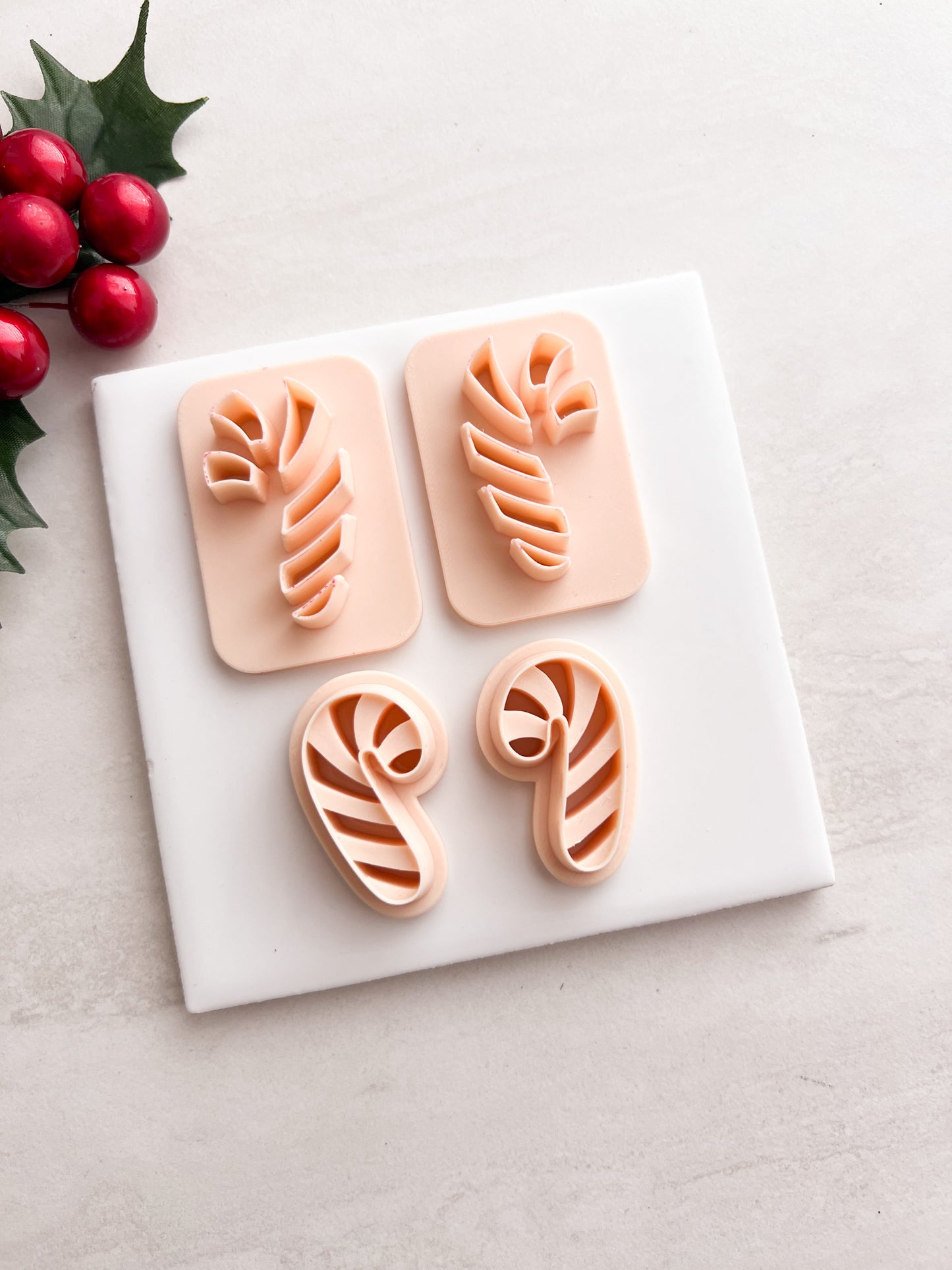 Candy Cane No. 5 Clay Cutter | Candy Cane No. 5 Polymer Clay Cutter for DIY Christmas Earrings Holiday-Themed Jewelry and Handmade Sweet Accessories