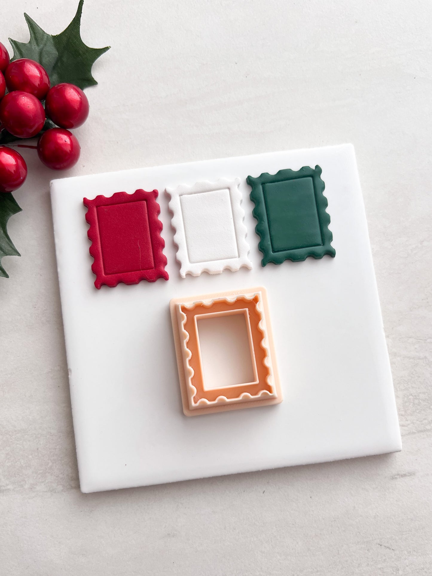 Christmas Postage Stamp Clay Cutter | Christmas Postage Stamp Polymer Clay Cutter for DIY Vintage Earrings Festive-Themed Jewelry and Handmade Holiday Accessories