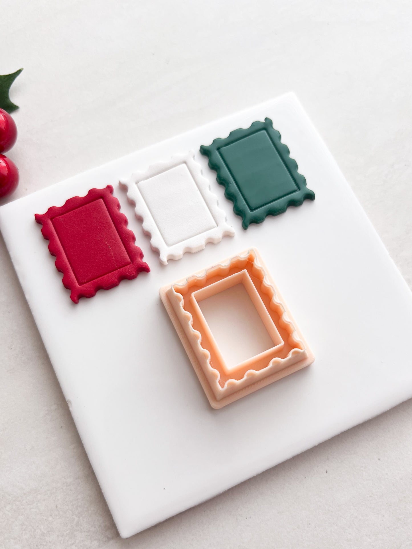 Christmas Postage Stamp Clay Cutter | Christmas Postage Stamp Polymer Clay Cutter for DIY Vintage Earrings Festive-Themed Jewelry and Handmade Holiday Accessories