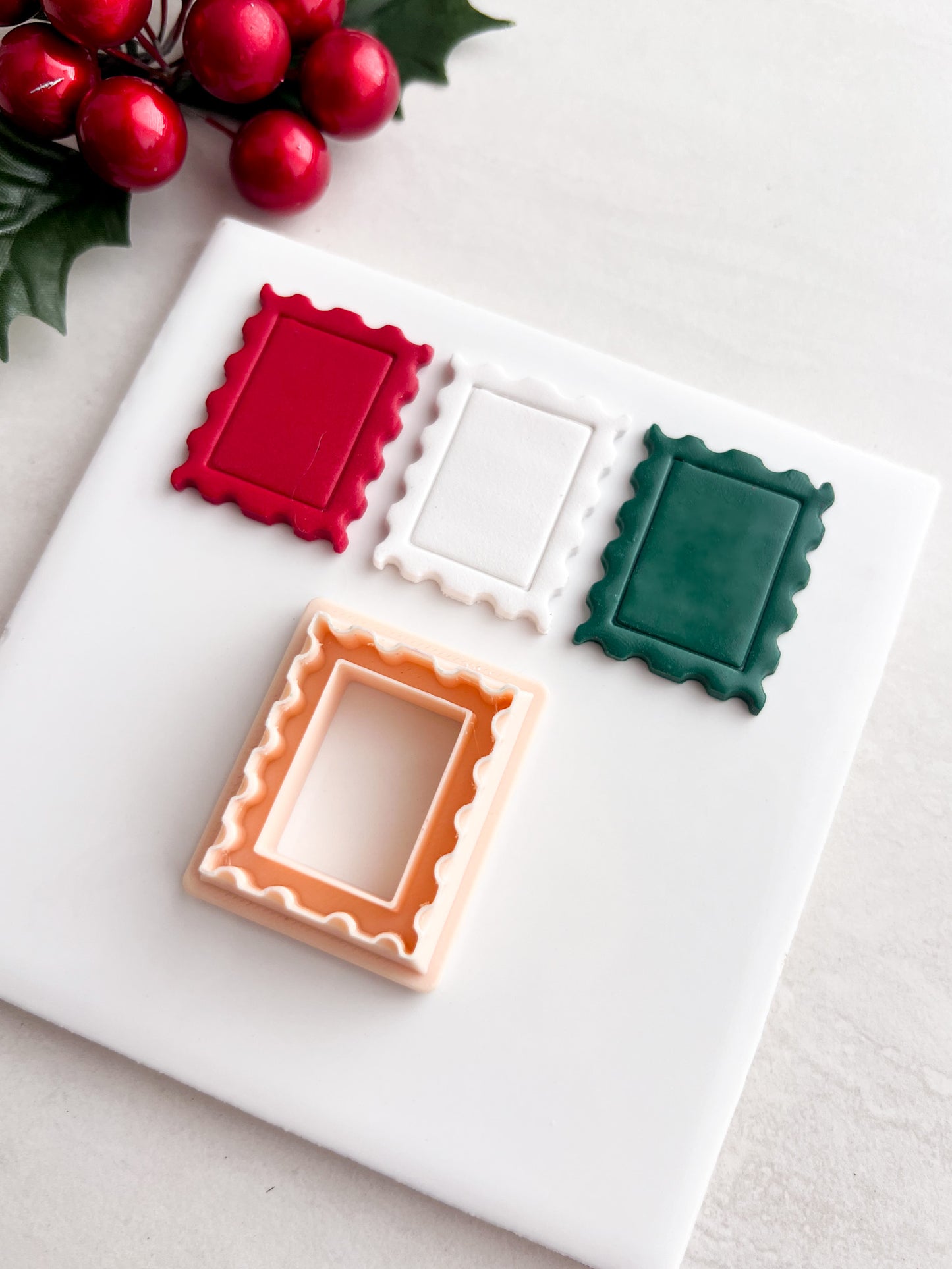 Christmas Postage Stamp Clay Cutter | Christmas Postage Stamp Polymer Clay Cutter for DIY Vintage Earrings Festive-Themed Jewelry and Handmade Holiday Accessories